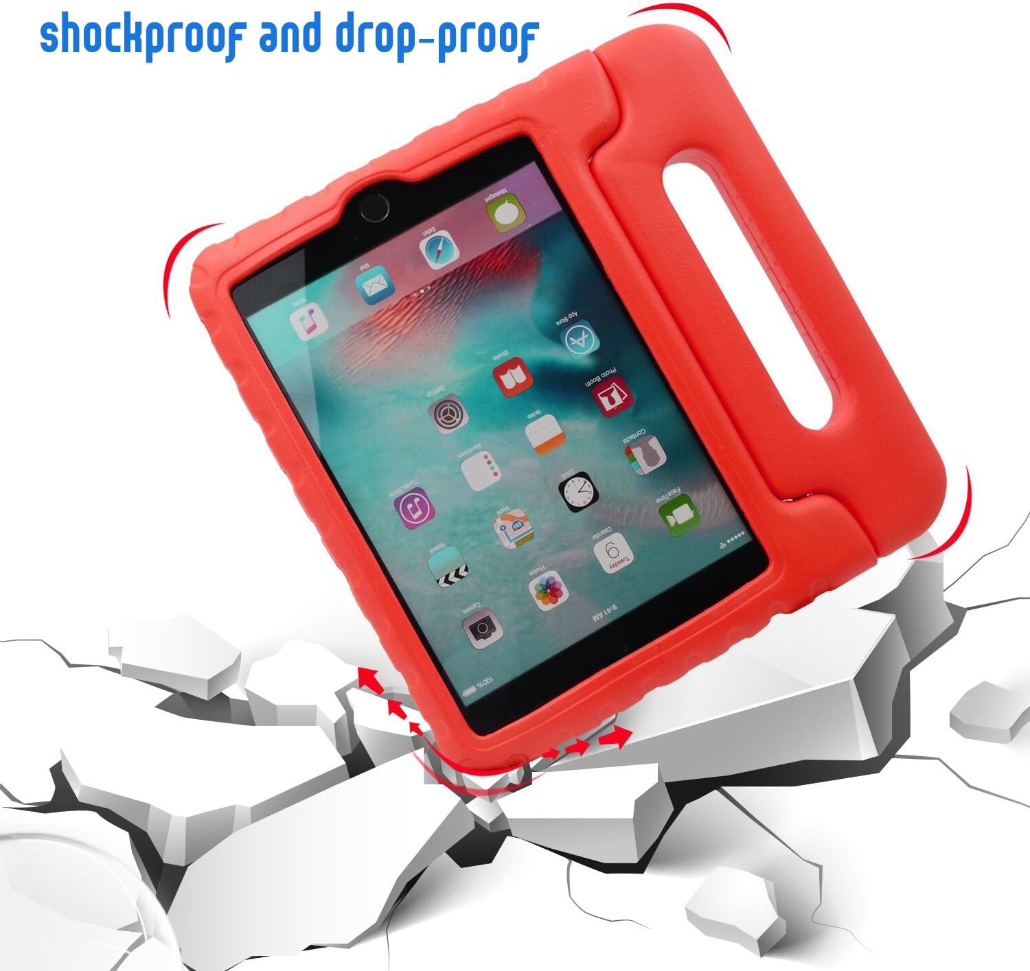 Shockproof Handle case with Stand for iPad Mini 1/2/3/4/5 with 7.9 inch Screen (RED)