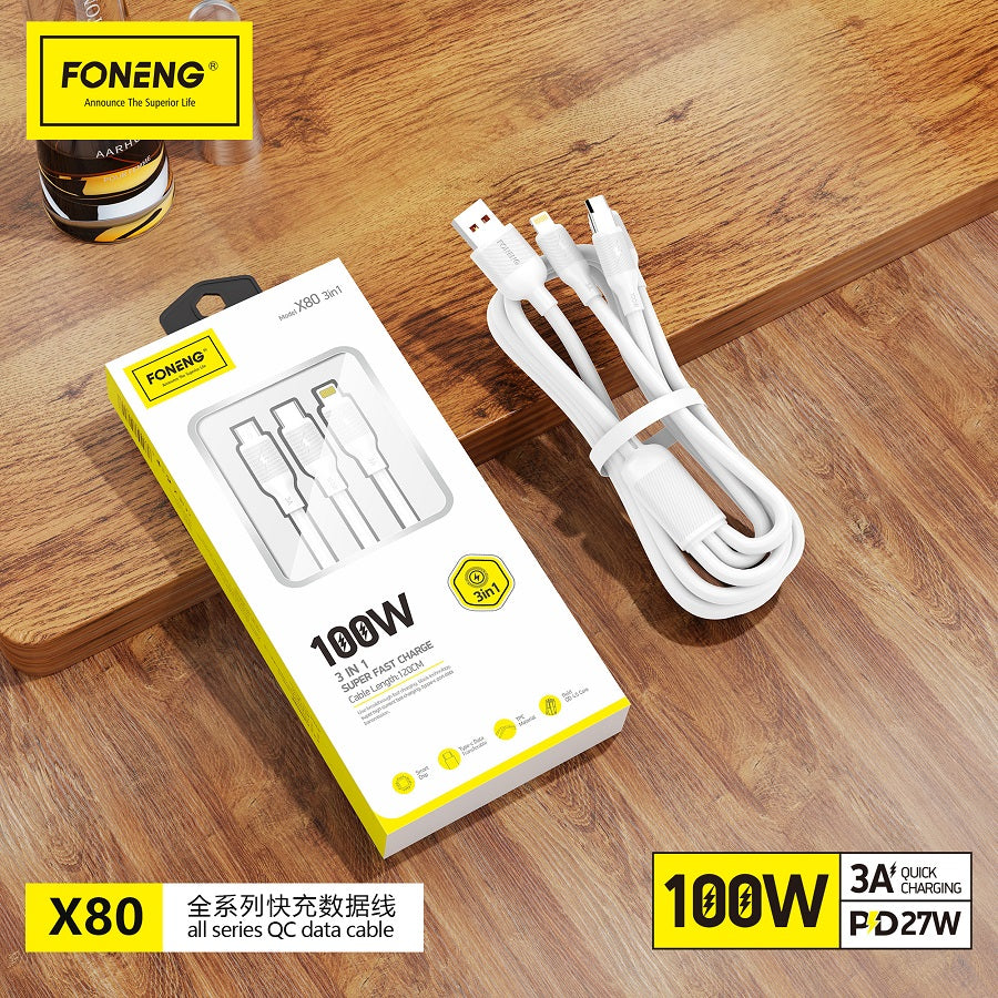 3 in 1 Fast Charging Cable - Lightning, Type-C & Micro USB *Free Shipping*