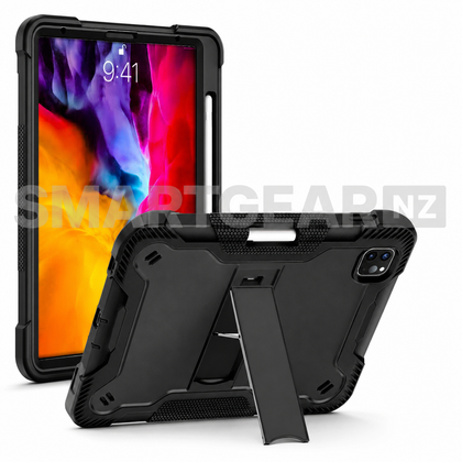 iPad Air 5th & 4th Gen / iPad Pro 11-inch (2020–2022) Heavy Duty Rugged Case with Kickstand & Pencil Holder – Black