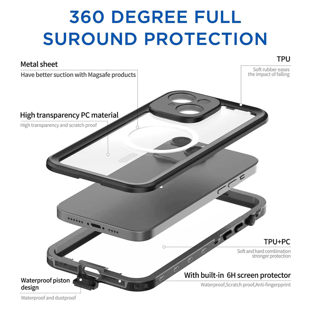 iPhone 14 6.1 Redpepper DOT+ Magsafe Series Waterproof Case - Black