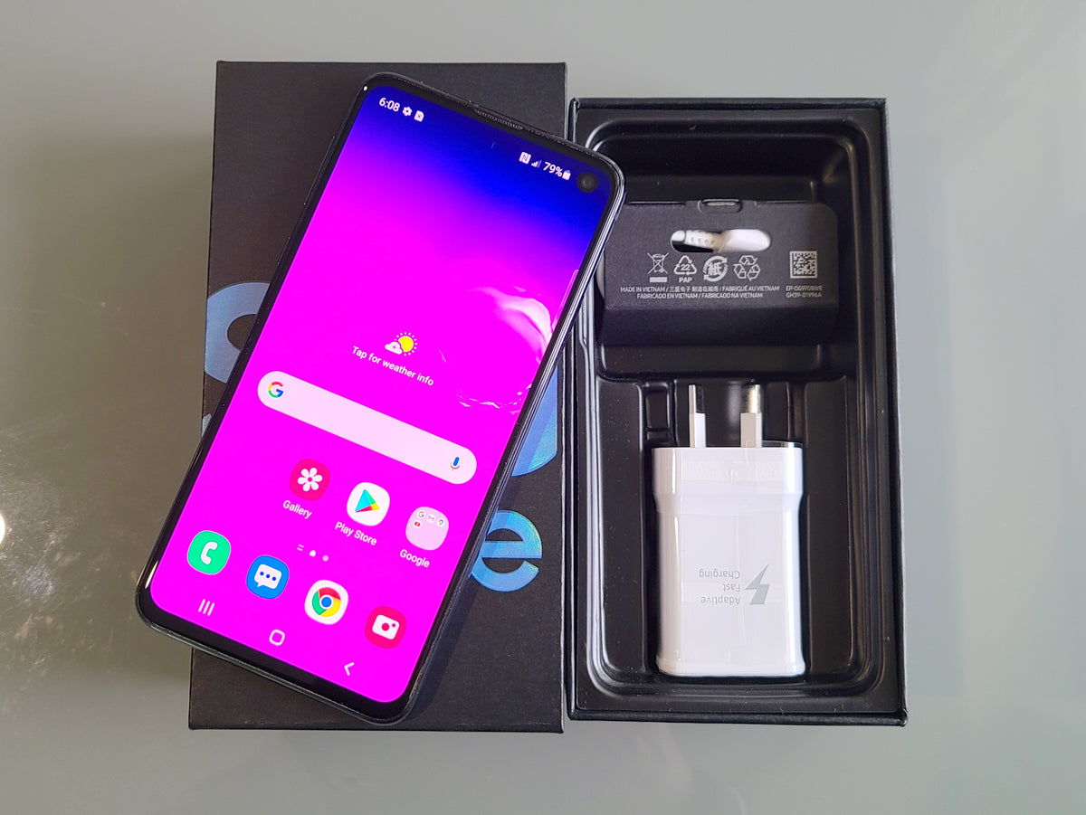 Samsung Galaxy S10e Prism Black - New Case, Glass Screen Protector (As New / Chip) SM-G970U