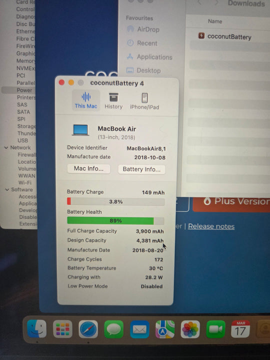 MacBook Air (Retina, 13-inch, 2018) Intel i5 8GB 128GB Silver in Original Box - Used