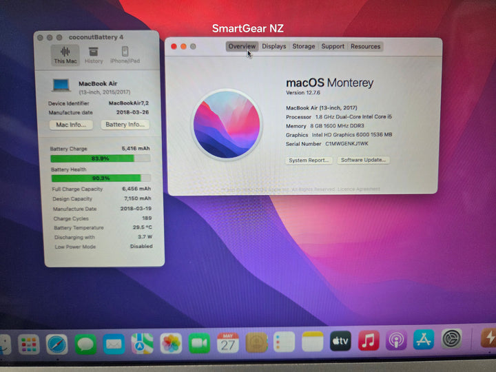 Apple MacBook Air 13 inch 2017 128GB Ultralight Weight suitable for School, Uni & Travelling (Grade A)