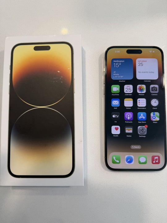 Apple iPhone 14 Pro Max 128GB 5G Gold - Good Battery, Original Box, New Case, Screen Protector (As New) Refurbished