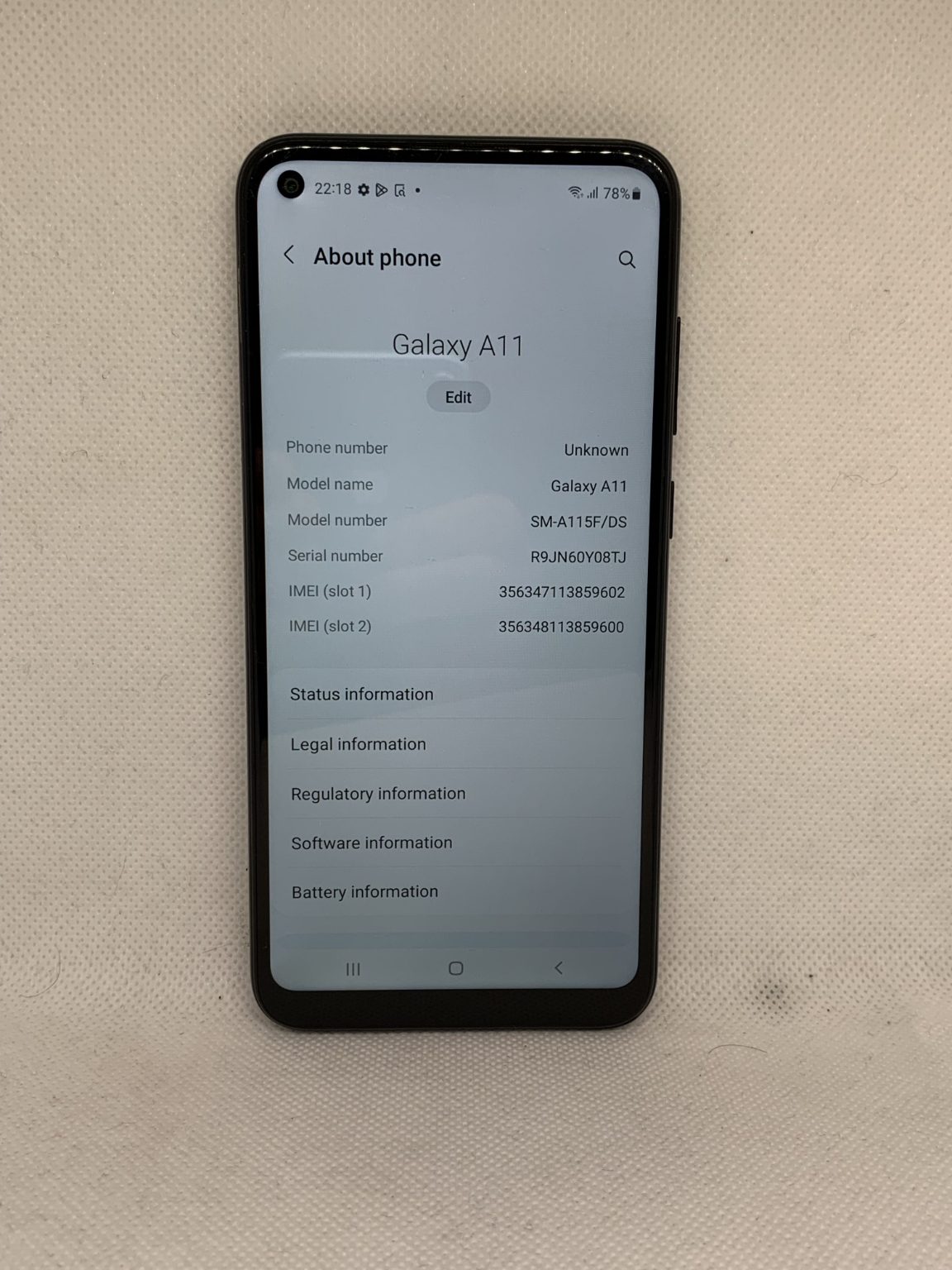 Samsung Galaxy A11 32GB Black Dual Sim (Fair) NZ Model SM-A115F/DS