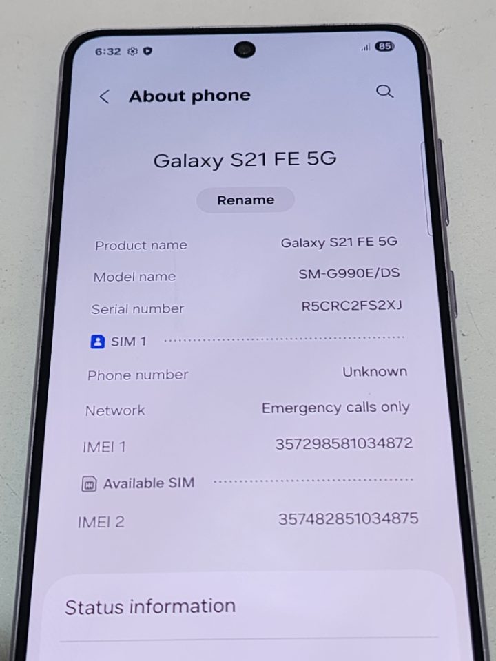 Samsung Galaxy S21 FE 5G Lavender SM-G990E/DS NZ Model (Grade A)