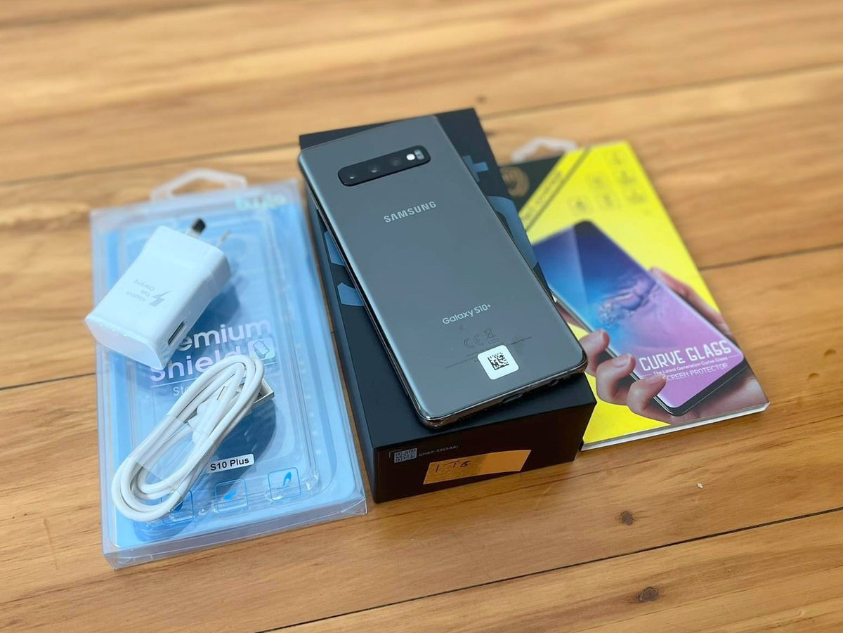 Samsung Galaxy S10 Plus Black 128GB - New Case, Glass Screen Protector (As New)