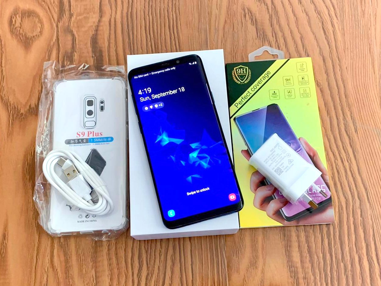 Samsung Galaxy S9 Plus 64GB Blue (Good) Screen burn *With Case, Screen Protector & Shipping