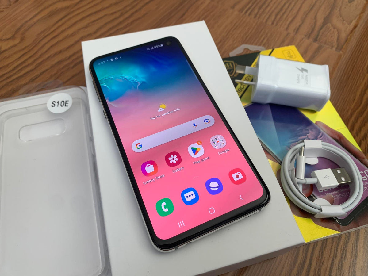 Samsung Galaxy S10e Prism White 128GB SM-G970U - New Case, Glass Screen Protector (As New)