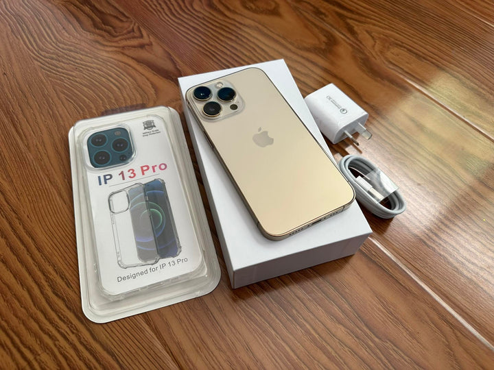 Apple iPhone 13 Pro 128GB 5G Dual Sim Gold (Good) New Case, Glass Screen Protector & Shipping