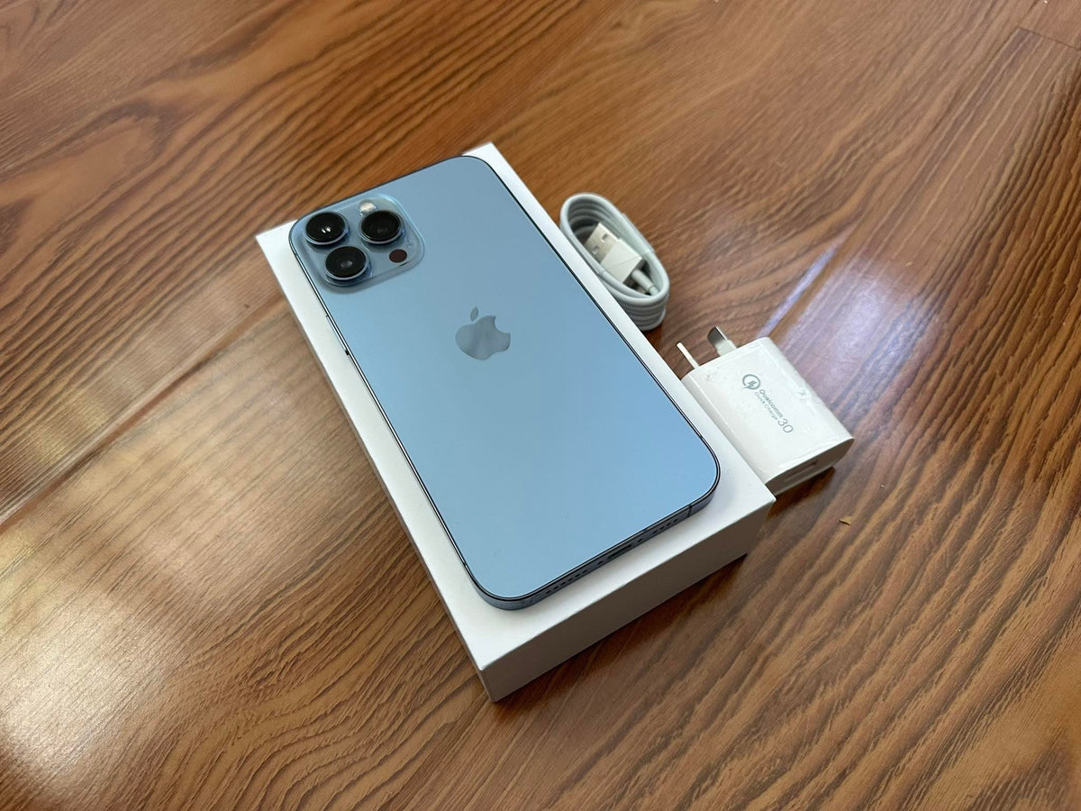 Apple iPhone 13 Pro Max 128GB Sierra Blue Dual Sim (Excellent) New Battery, Case, Glass Screen Protector