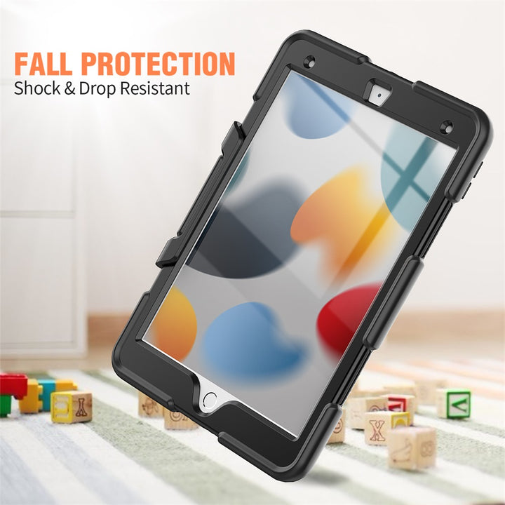 iPad 7th, 8th & 9th Gen 10.2-inch (Black) Heavy Duty Rugged Shockproof Case w Built-in Screen Protector, Kickstand & Pencil Holder