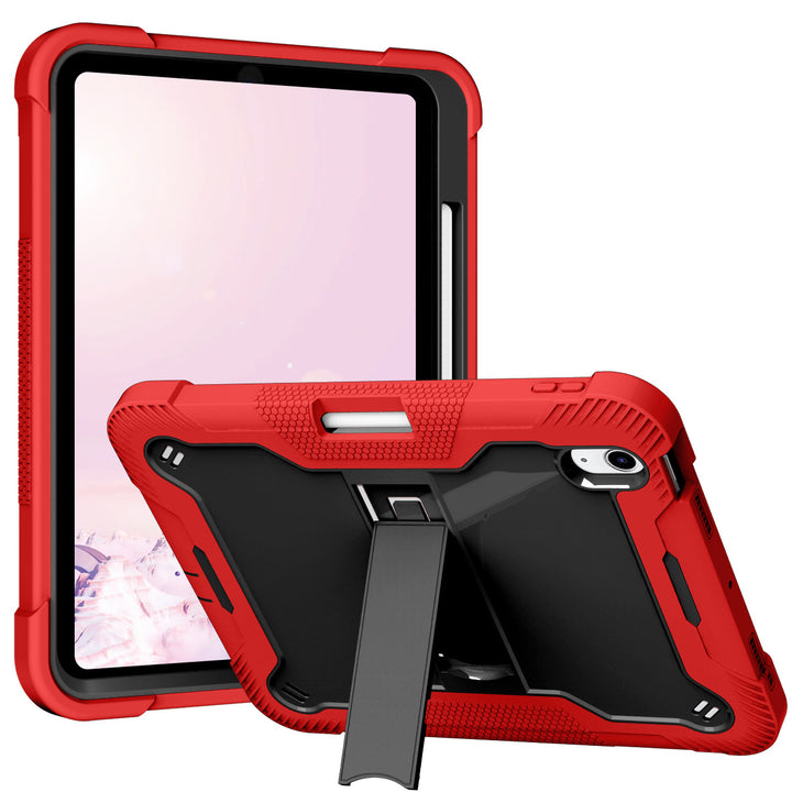 iPad 10th Gen 10.9-inch & 11th Gen 11-inch Rugged Shockproof Case with Kickstand & Pencil Holder - Red Black