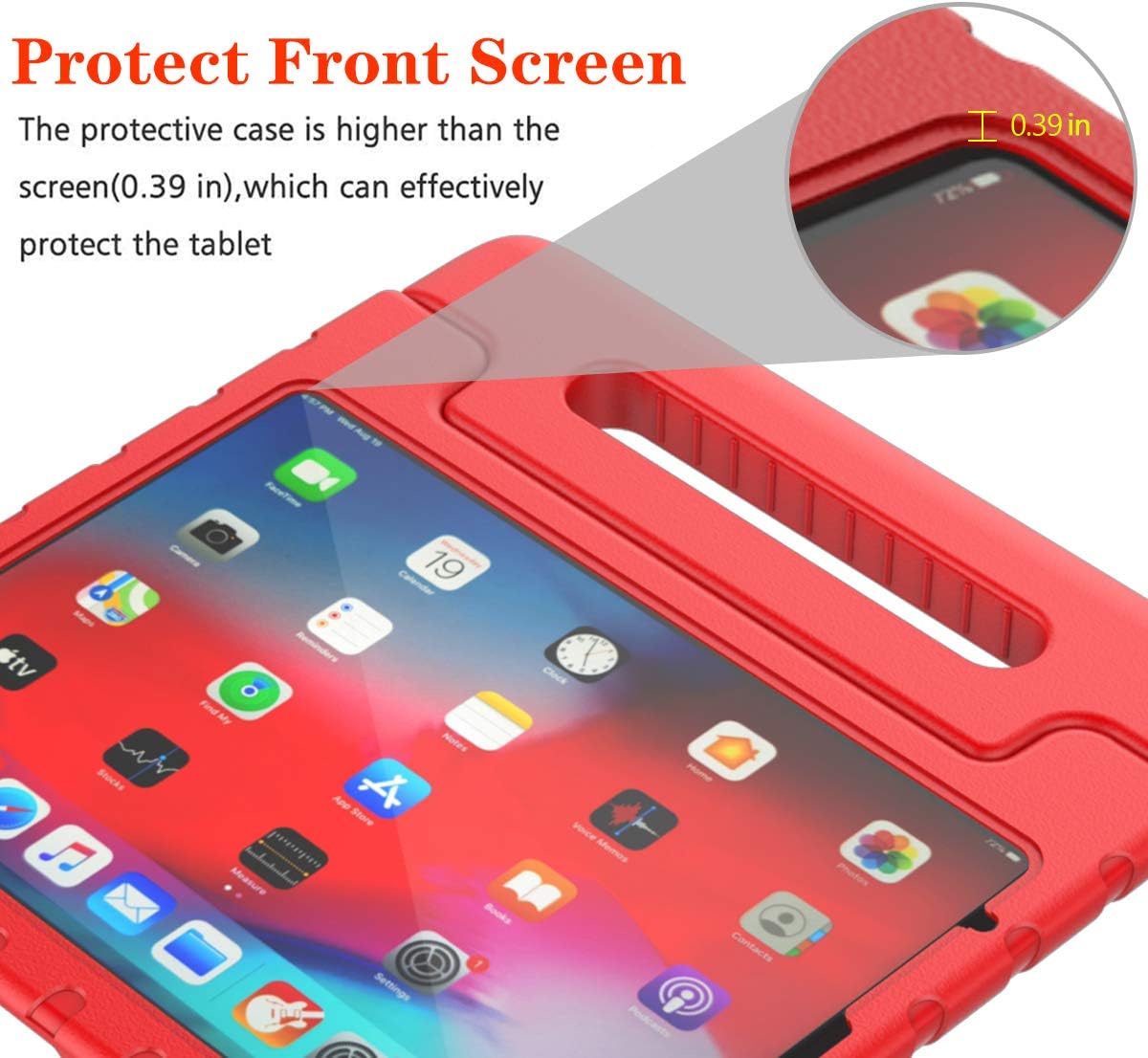 iPad 10.9 inch & 11 inch EVA Shockproof Case w Handle & Stand for iPad Air 5th/4th Gen (10.9 inch) & iPad Pro 11inch (Red)