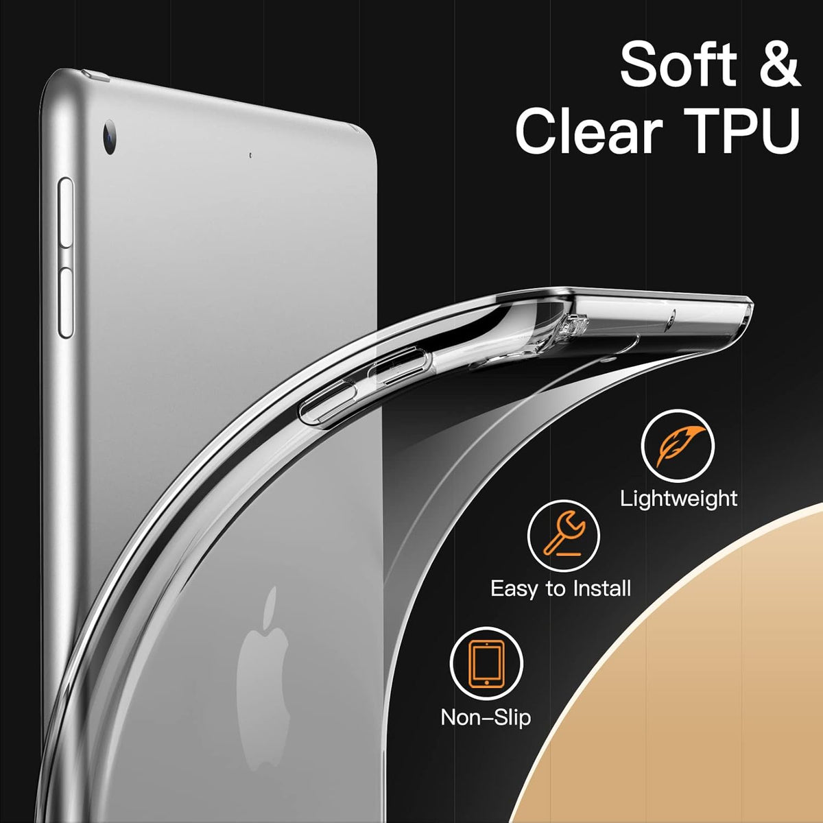 Apple iPad 7, 8, 9 (10.2 inch) Soft TPU Transparent Slim Shockproof Clear Case