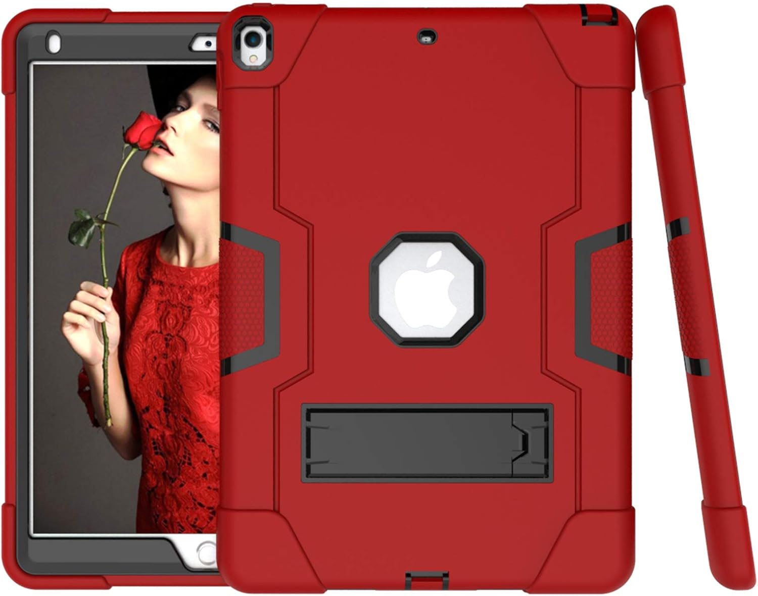 Apple iPad Air 10.5 Rugged Shockproof Case & Kickstand (Red)