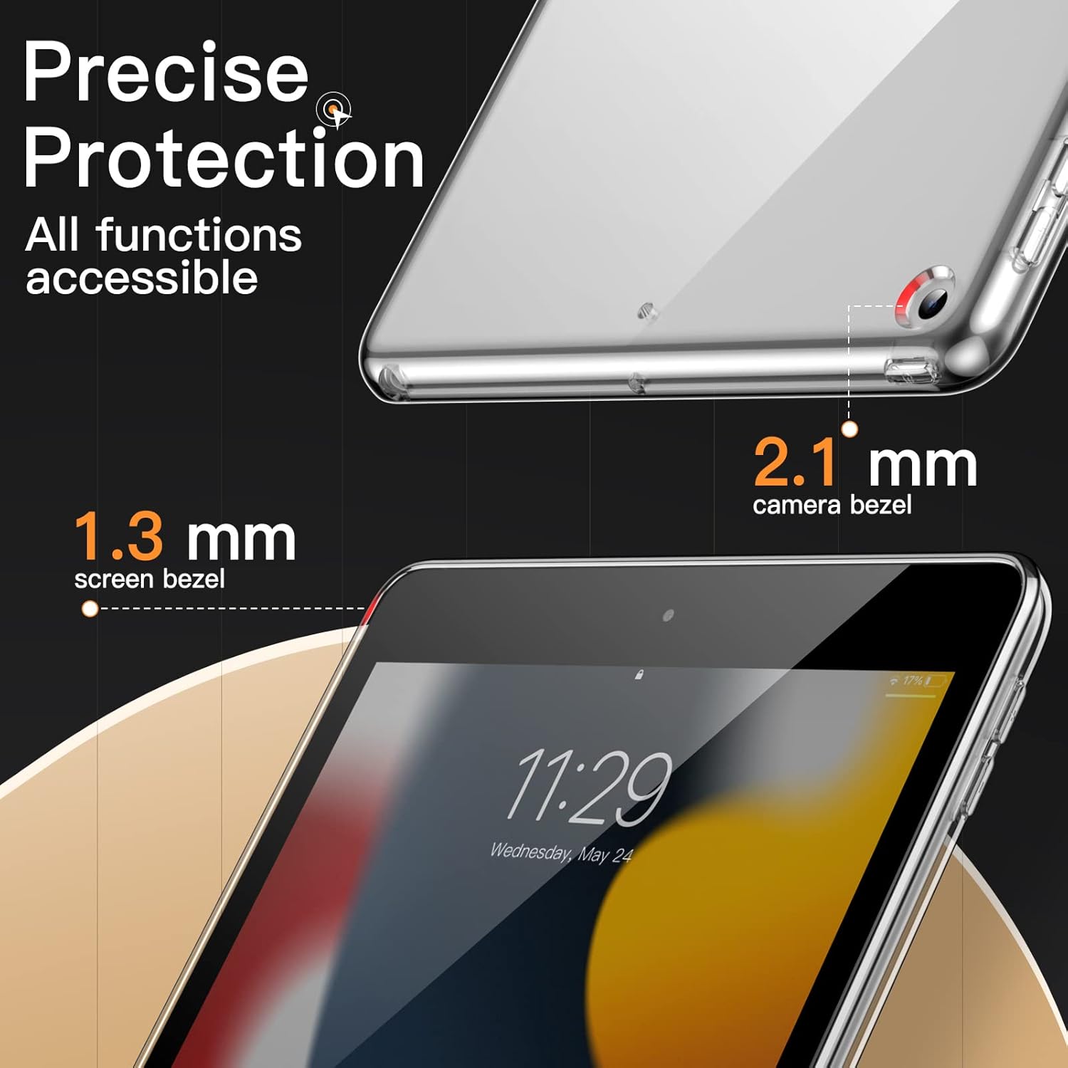 Apple iPad 5,6, Air 1 (9.7 inch) Soft TPU Transparent Slim Shockproof Clear Case