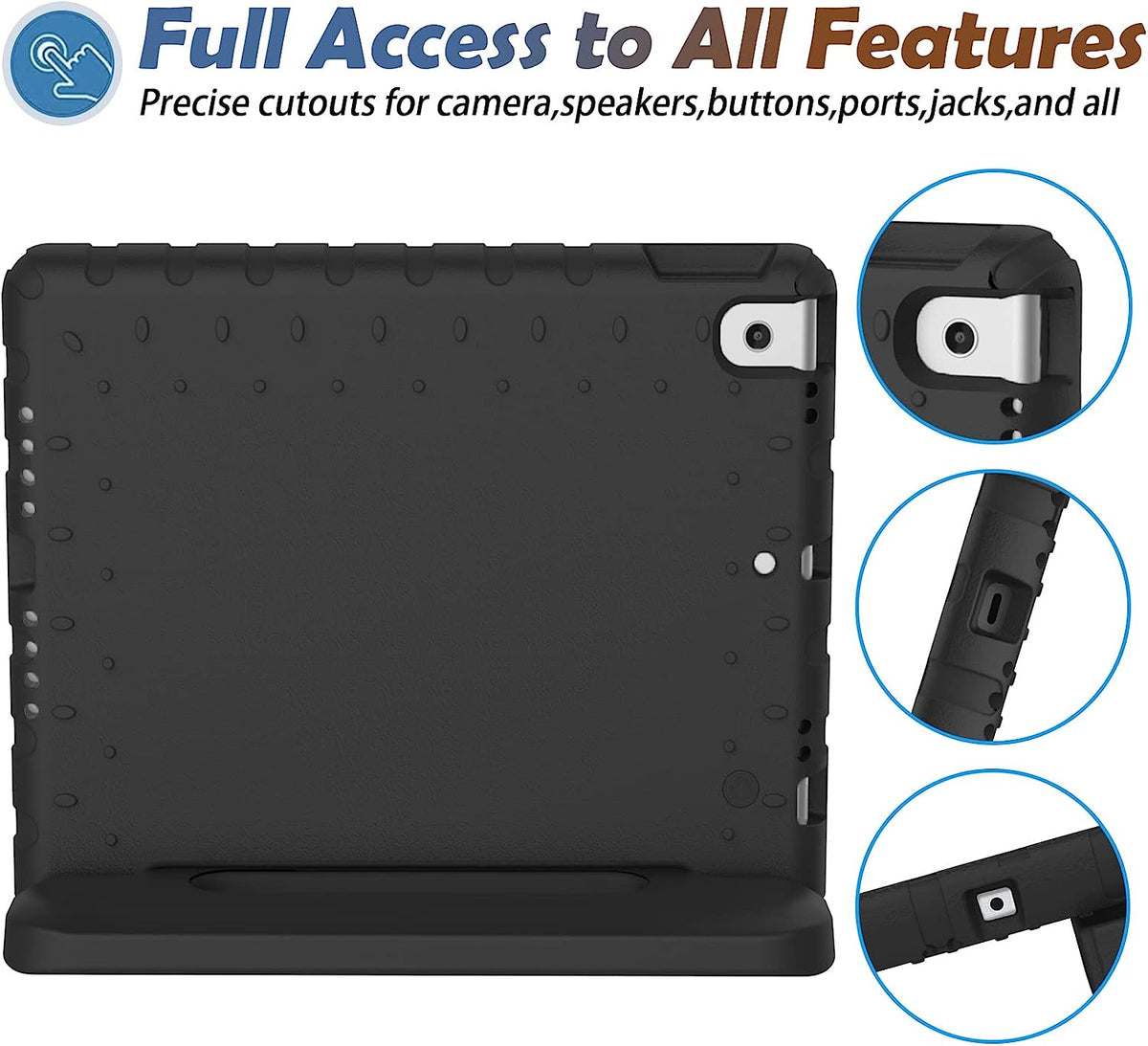 Shockproof Case w Handle & Stand for iPad 9th / 8th / 7th Gen & iPad Air 3 10.5 inch (Black)