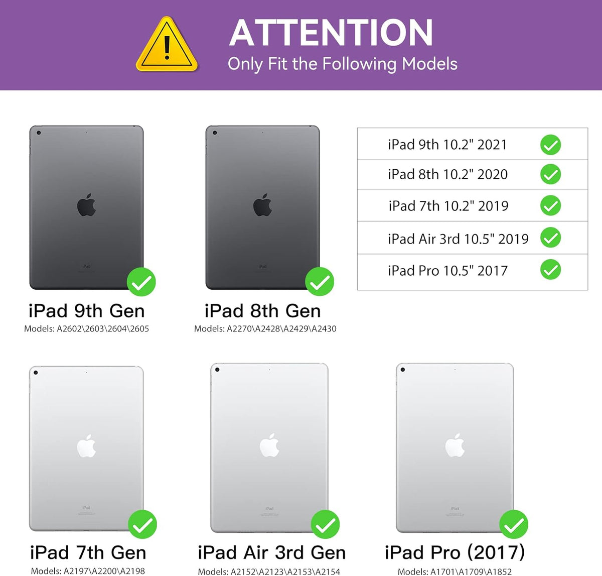 Shockproof Case w Handle & Stand for iPad 9th / 8th / 7th Gen & iPad Air 3 10.5 inch (Purple)