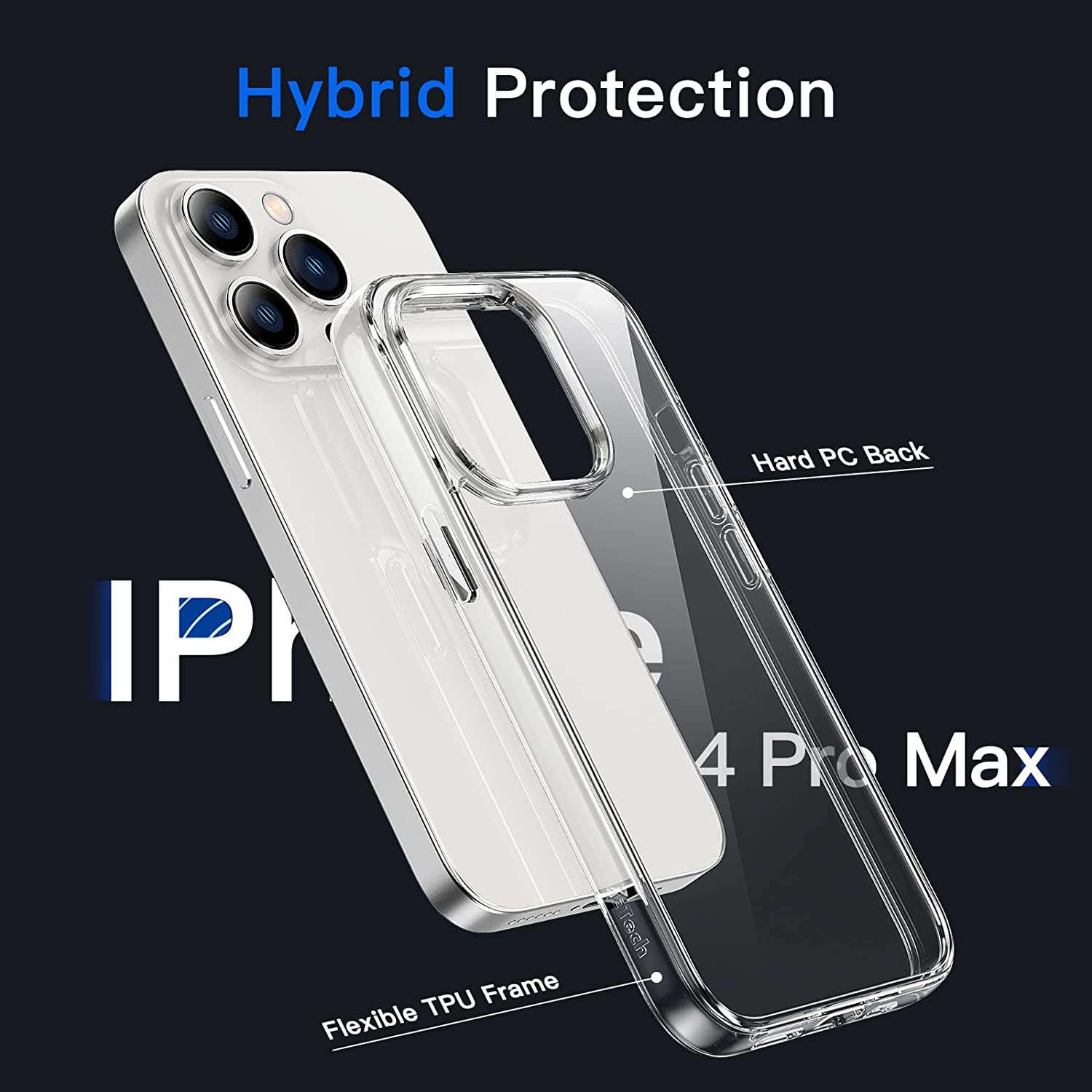 iPhone 14 Pro Max Tough Hybrid Clear Case *Free Shipping*