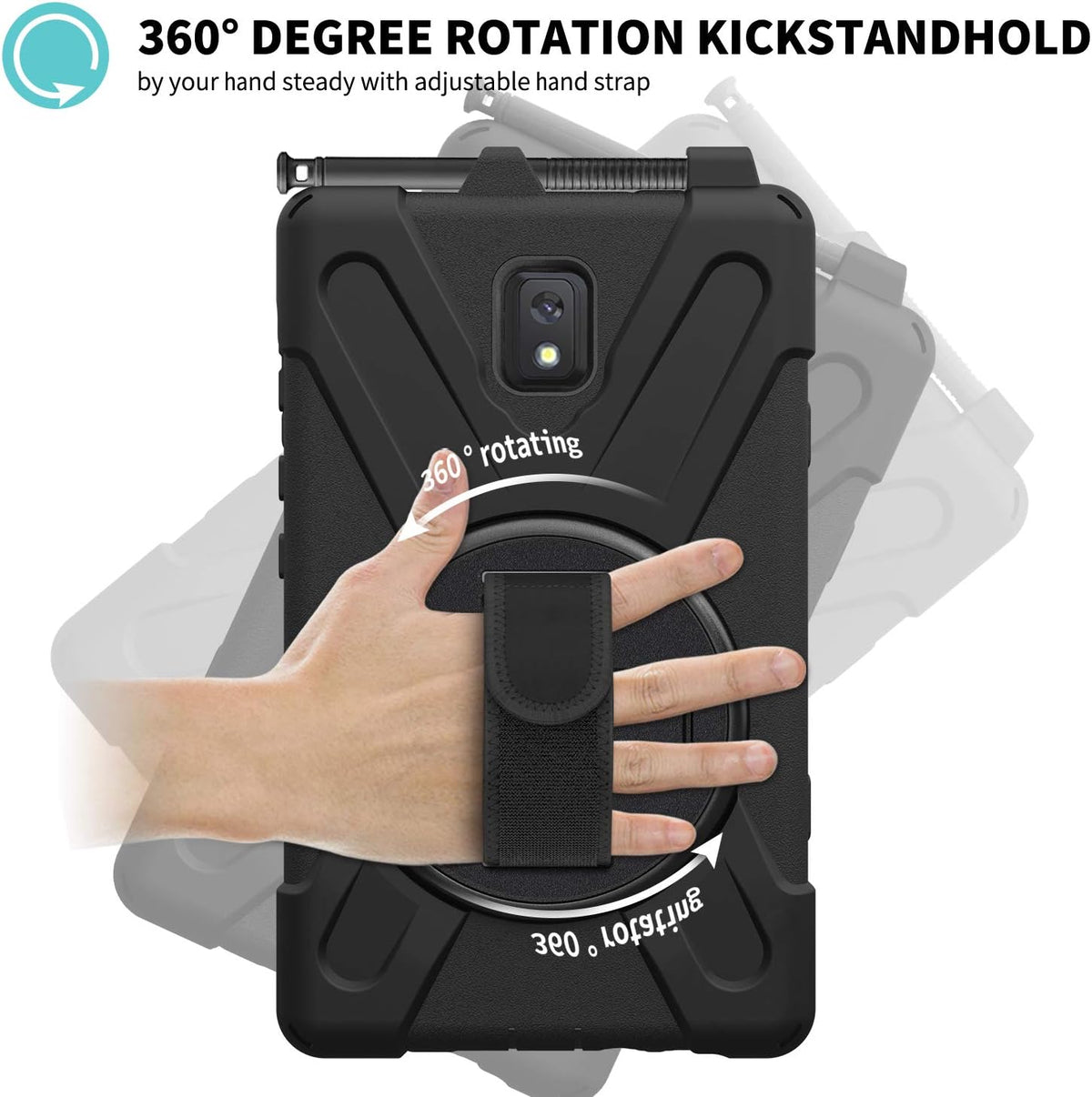 Samsung Galaxy Tab Active 2 Rugged Shockproof Case with 360° Rotating Kickstand
