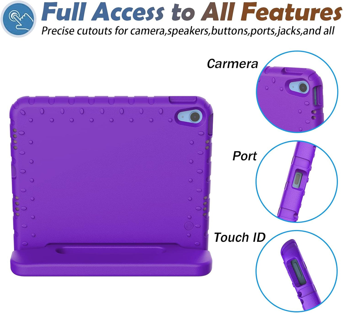 Shockproof Case w Handle & Stand for iPad 9th / 8th / 7th Gen & iPad Air 3 10.5 inch (Purple)