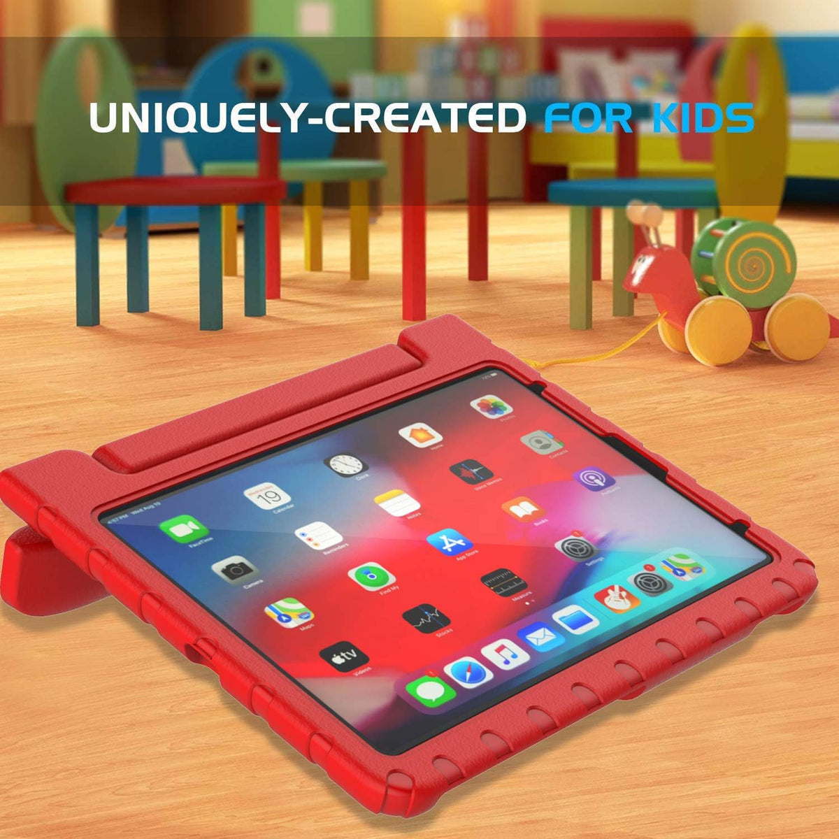 iPad 10.9 inch & 11 inch EVA Shockproof Case w Handle & Stand for iPad Air 5th/4th Gen (10.9 inch) & iPad Pro 11inch (Red)