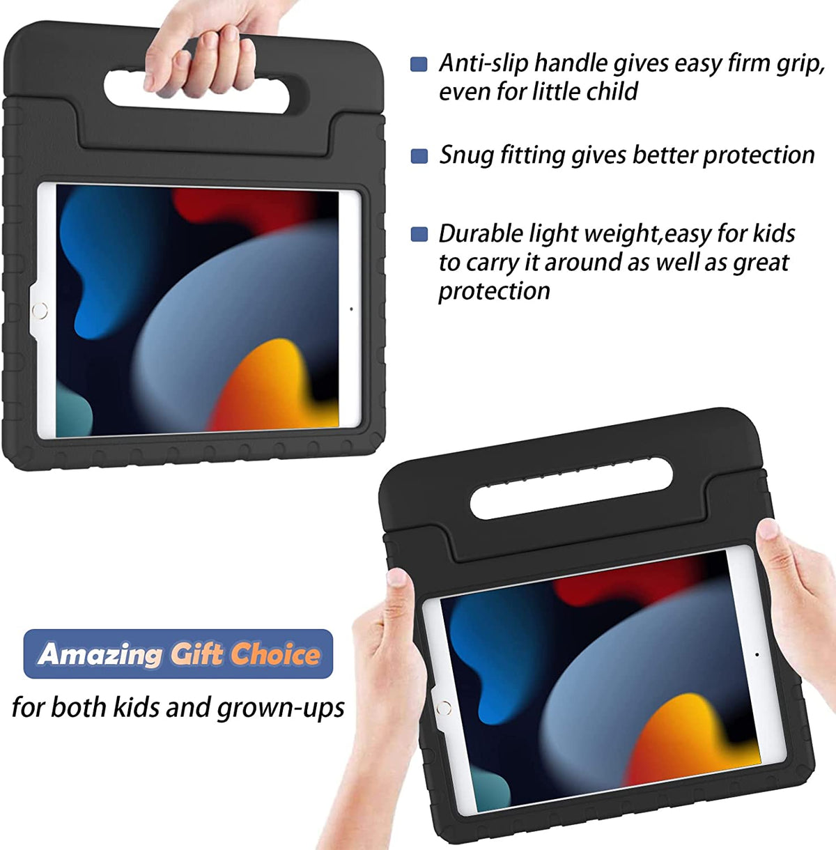 Shockproof Case w Handle & Stand for iPad 9th / 8th / 7th Gen & iPad Air 3 10.5 inch (Black)