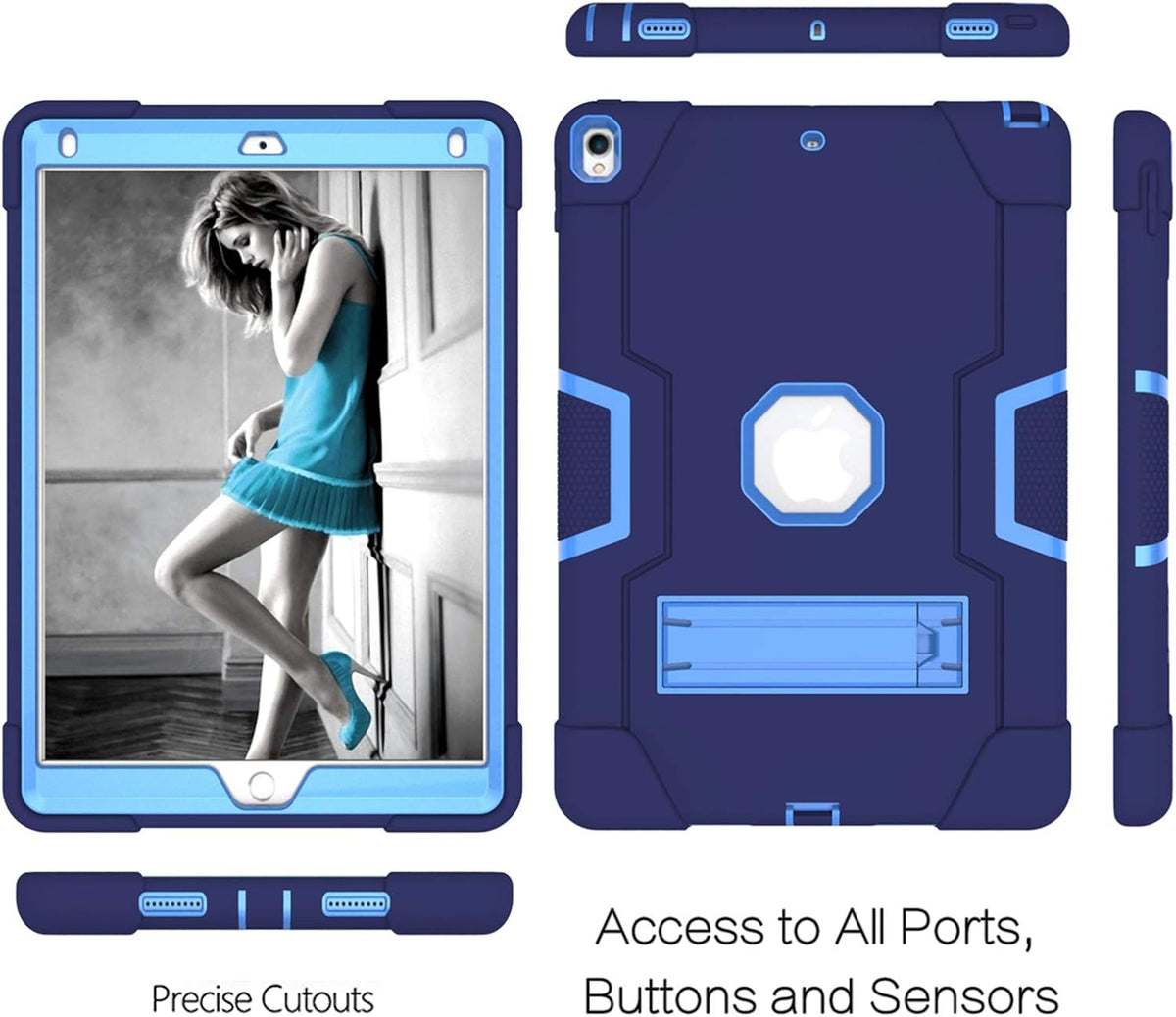 Apple iPad Air 3 (2019) & iPad Pro 10.5 (2017) Heavy Duty Rugged Shockproof Case with Kickstand
