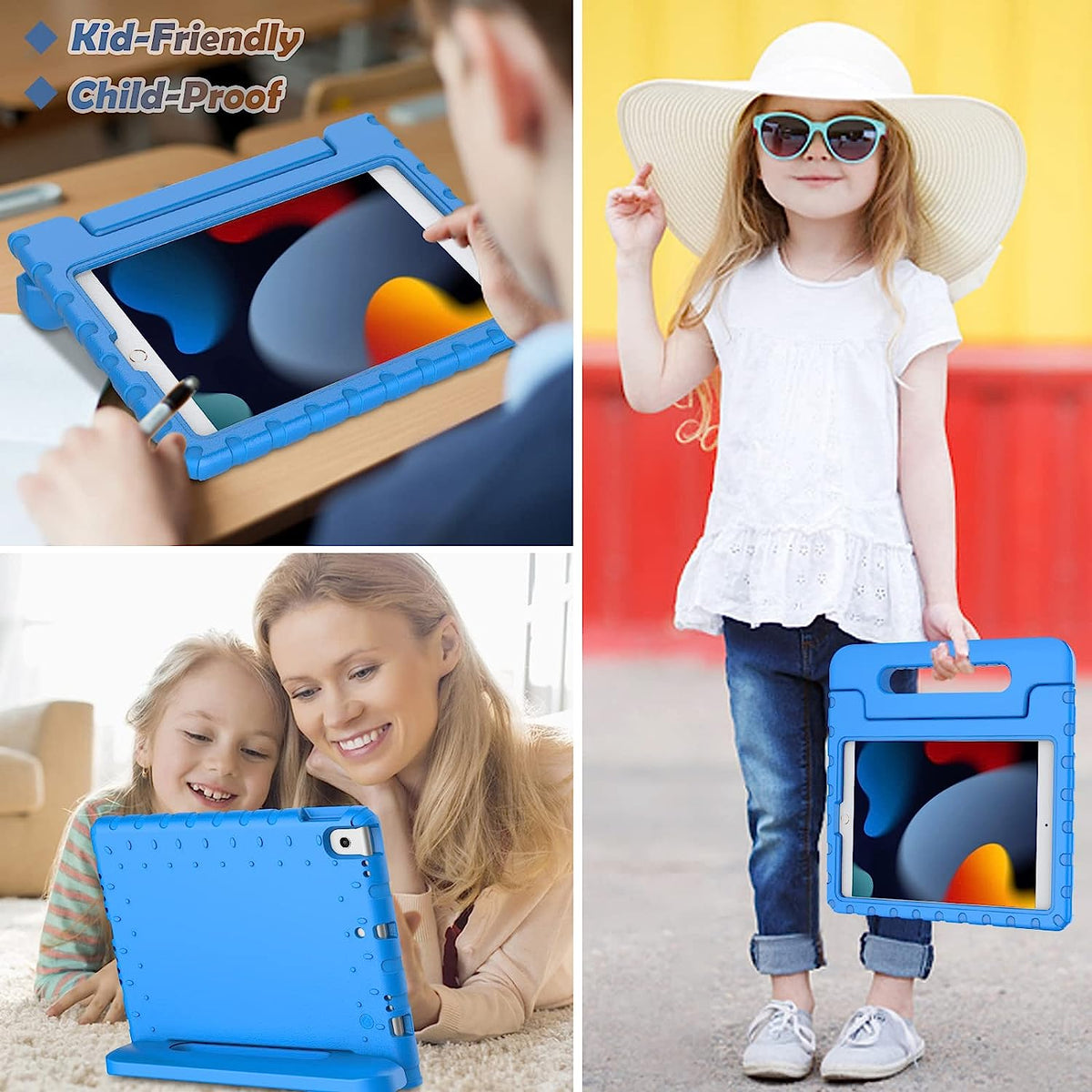 Shockproof Case w Handle & Stand for iPad 9th / 8th / 7th Gen & iPad Air 3 10.5 inch (Blue)
