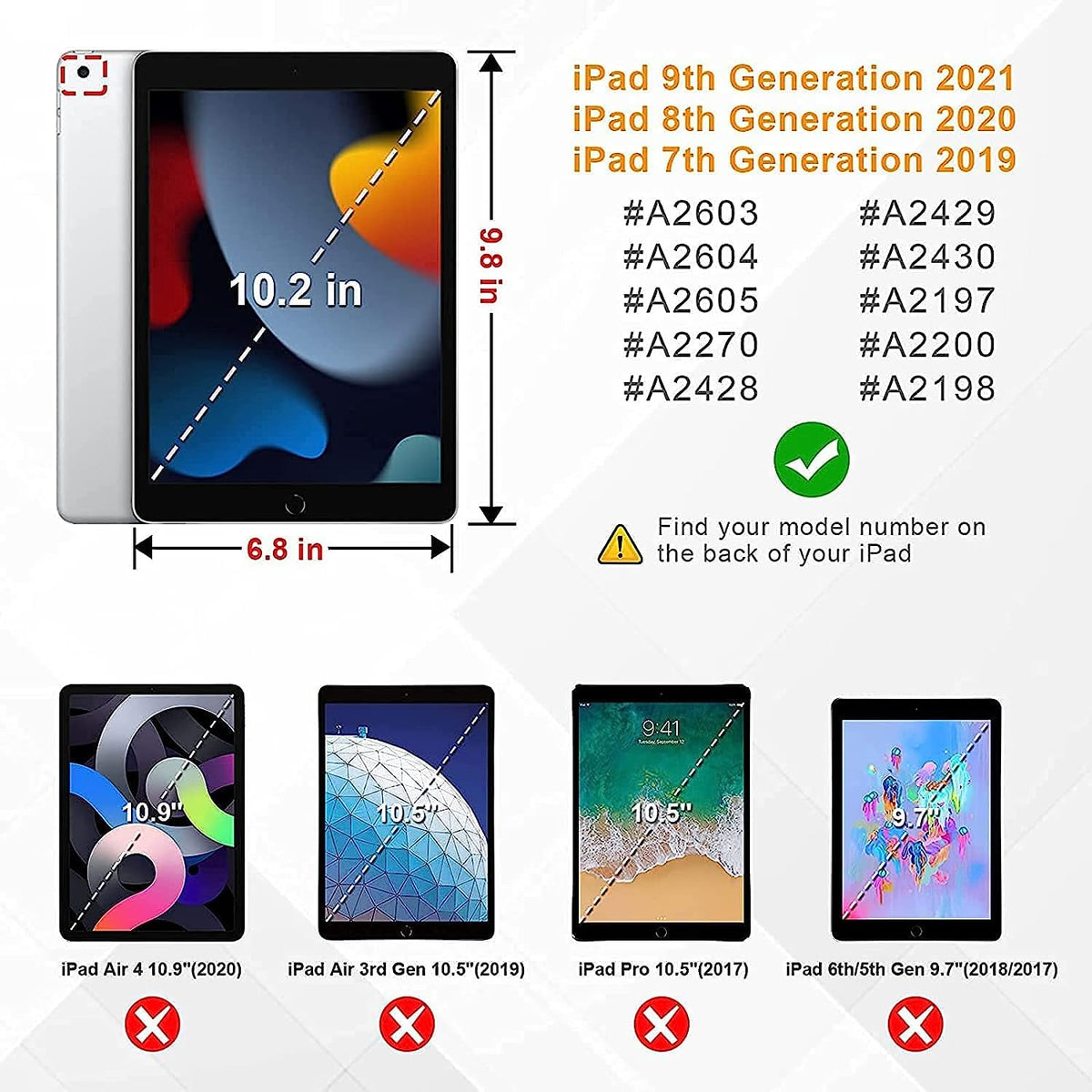 Shockproof Case w Handle & Stand for iPad 9th / 8th / 7th Gen & iPad Air 3 10.5 inch (Black)
