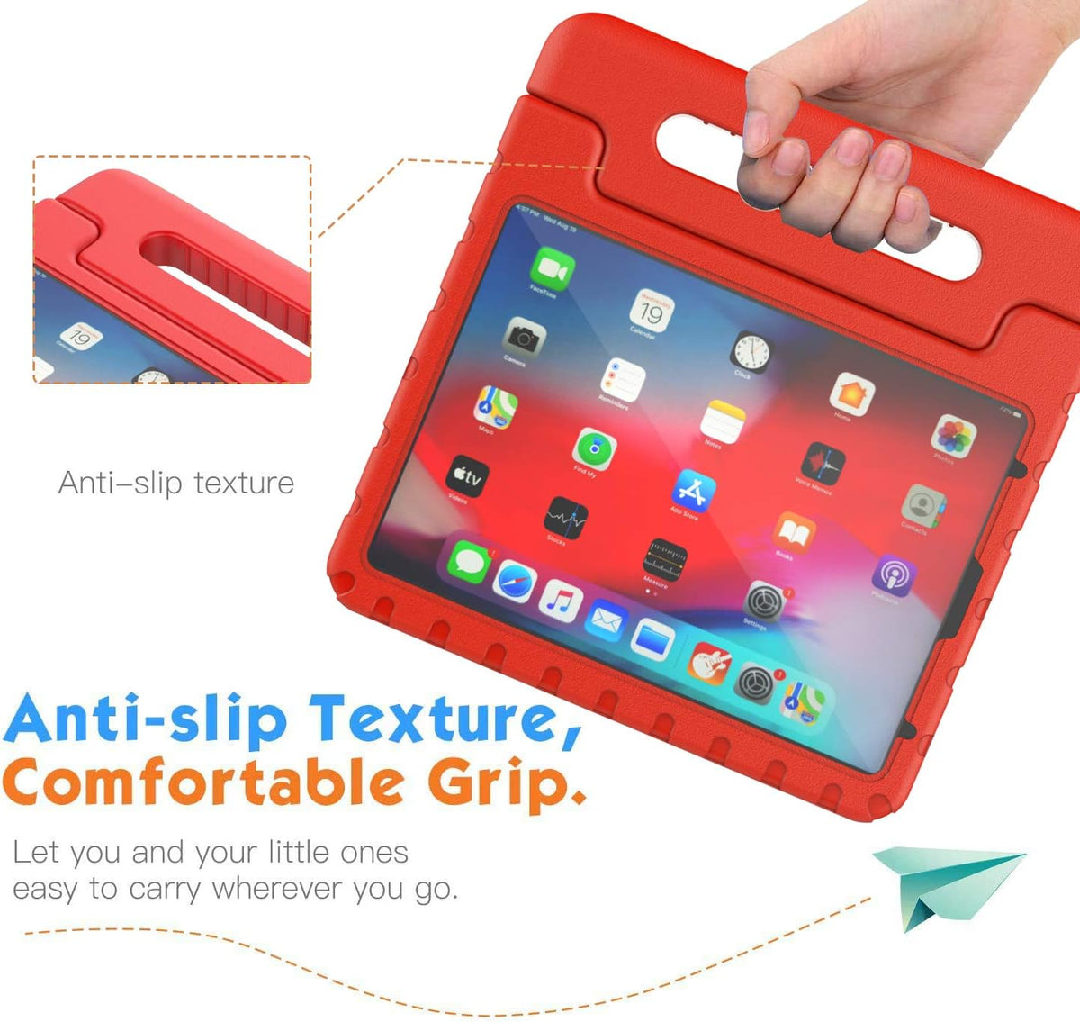 iPad 10.9 inch & 11 inch EVA Shockproof Case w Handle & Stand for iPad Air 5th/4th Gen (10.9 inch) & iPad Pro 11inch (Red)