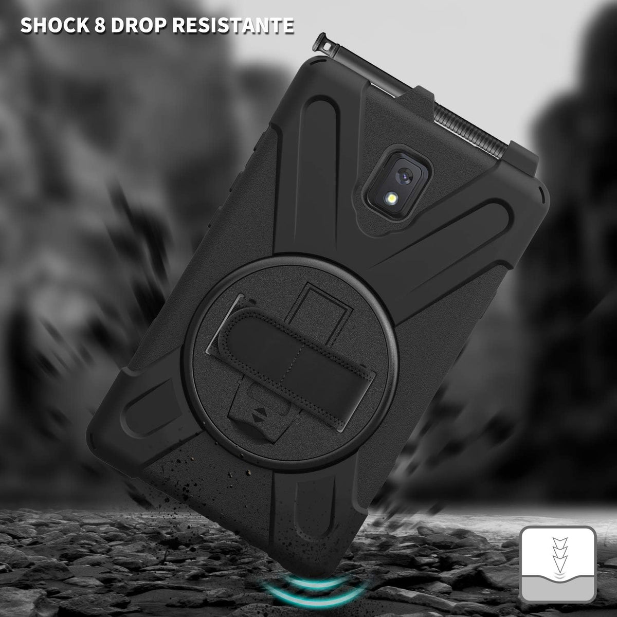 Samsung Galaxy Tab Active 2 Rugged Shockproof Case with 360° Rotating Kickstand