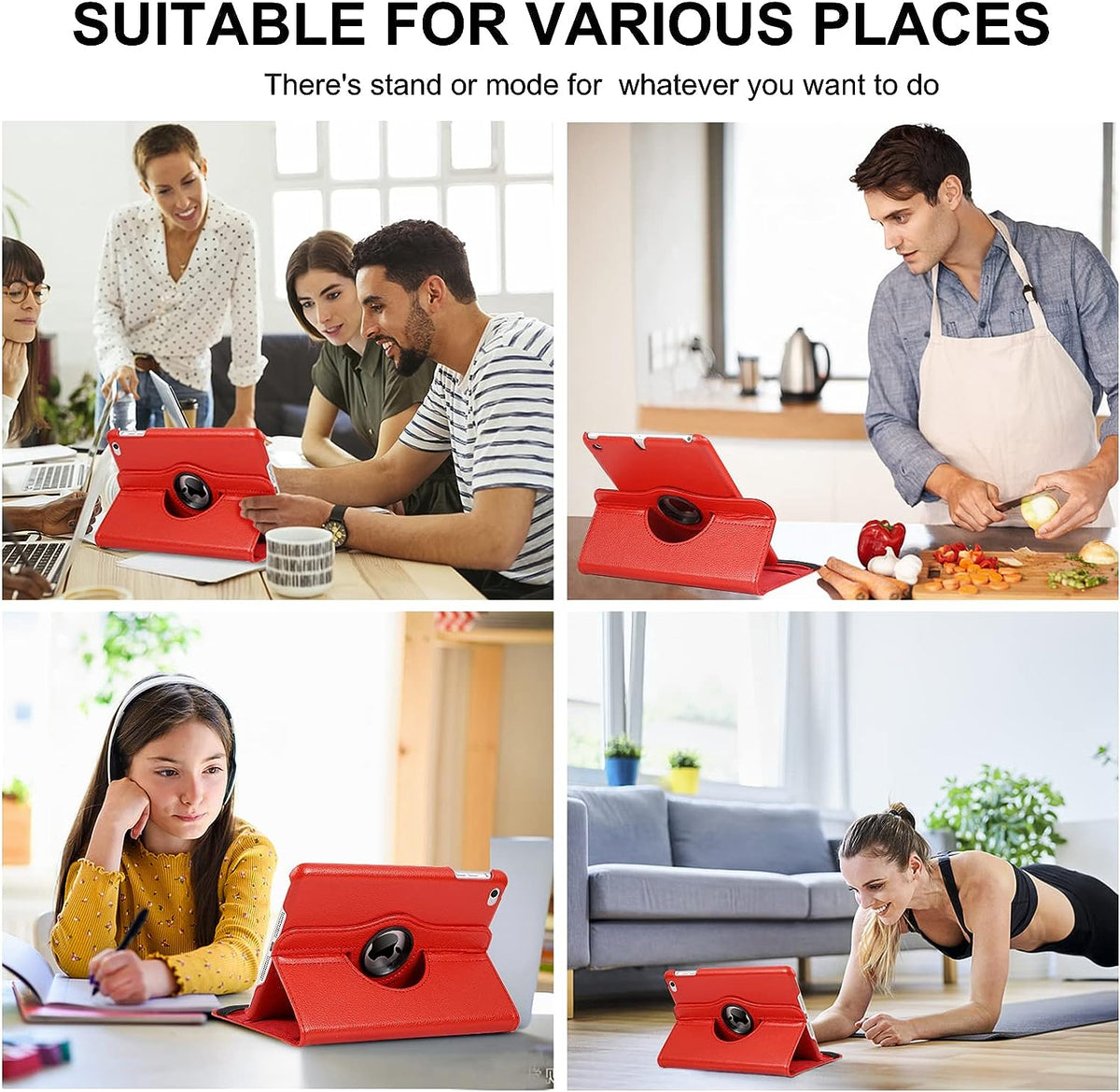 Kickstand Book Case for iPad Mini 5/4 Gen 7.9 inch (RED)