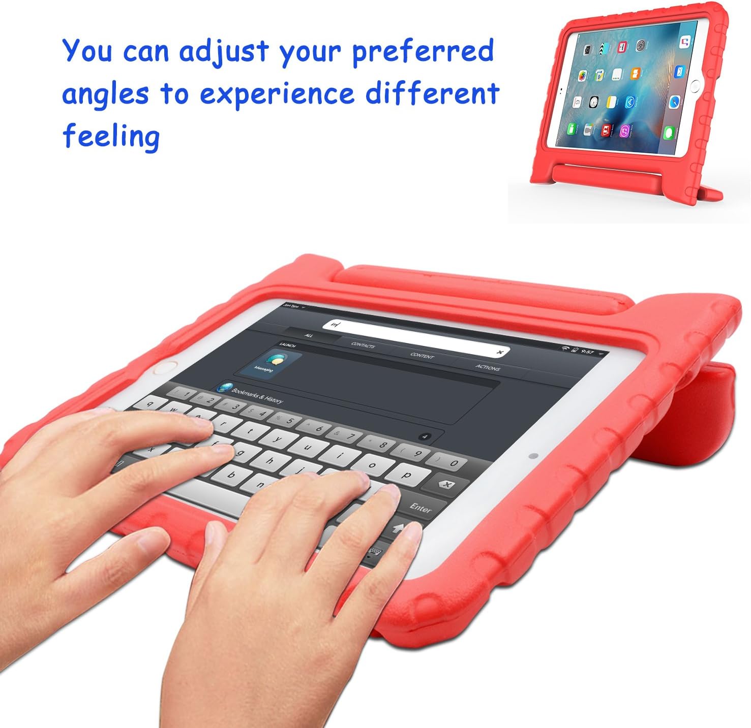Shockproof Handle case with Stand for iPad Mini 1/2/3/4/5 with 7.9 inch Screen (RED)