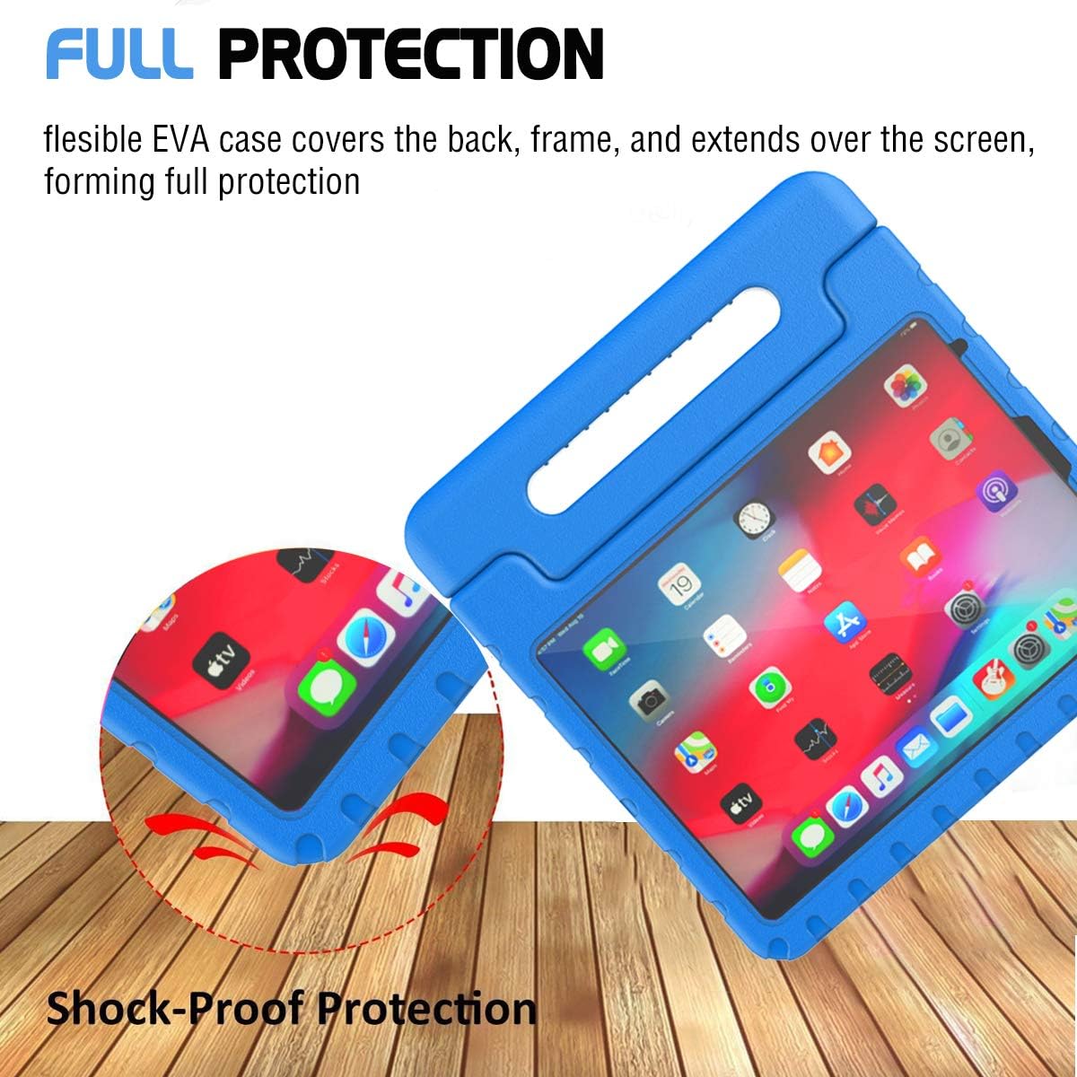 iPad 10.9 inch & 11 inch EVA Shockproof Case w Handle & Stand for iPad Air 5th/4th Gen (10.9 inch) & iPad Pro 11inch (Blue)
