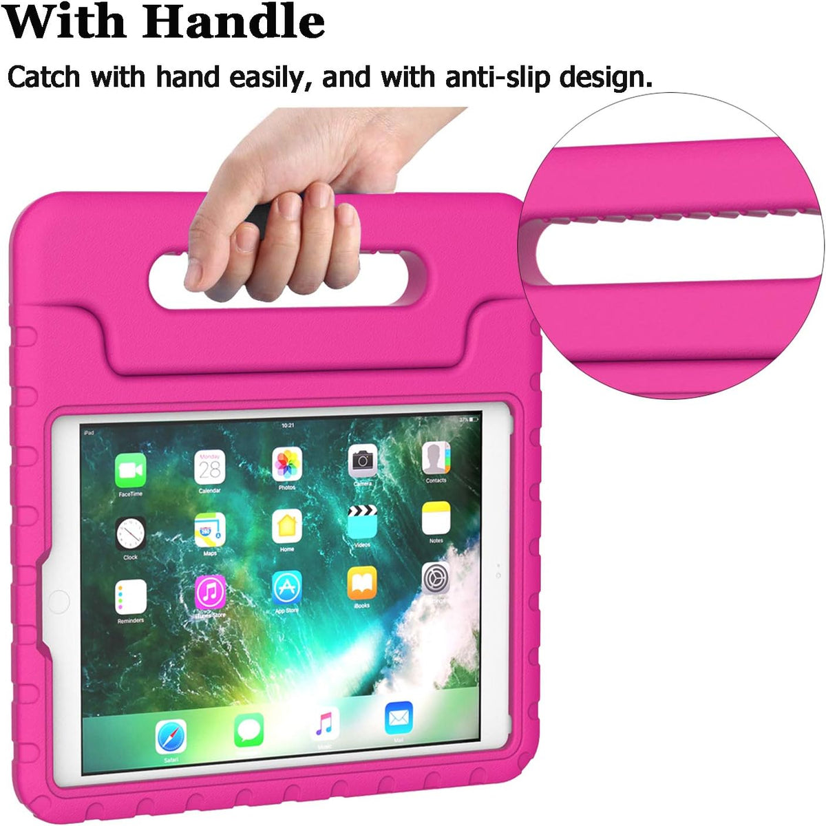 iPad 9.7 inch Shockproof Case w Handle & Stand (Pink)