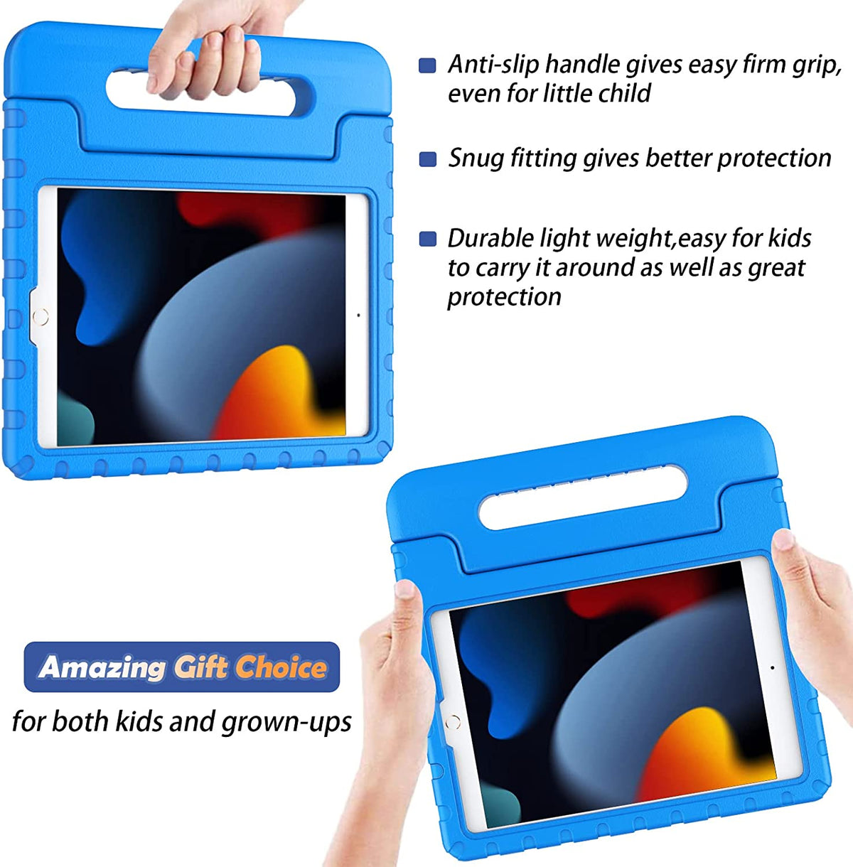 Shockproof Case w Handle & Stand for iPad 9th / 8th / 7th Gen & iPad Air 3 10.5 inch (Blue)