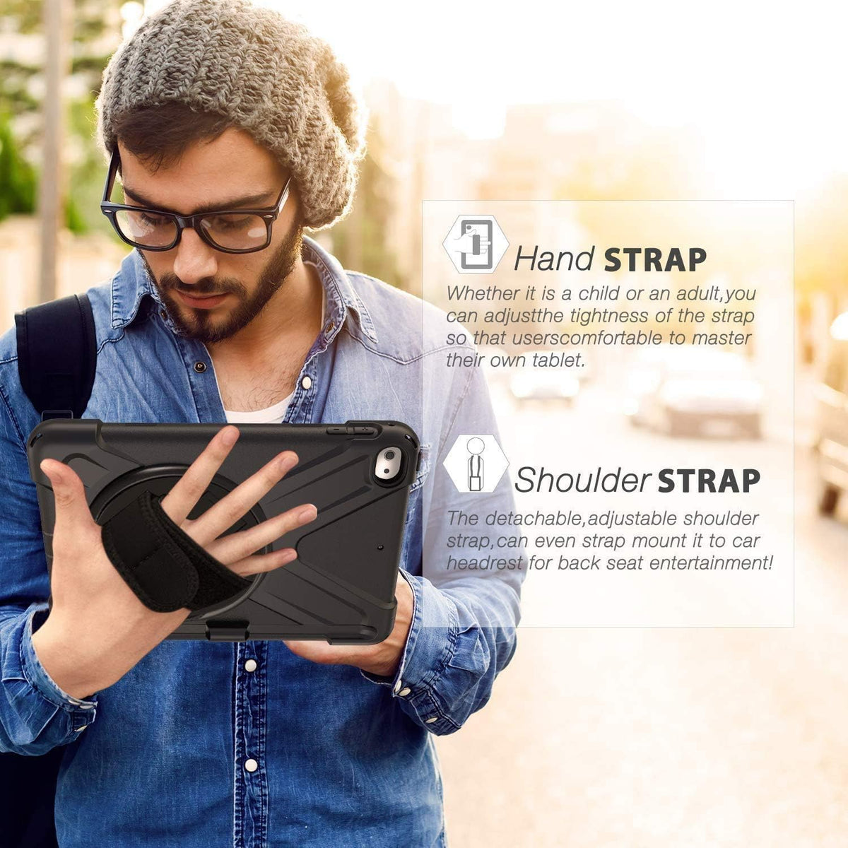 Apple iPad Mini 4 & 5 Rugged Shockproof Case with 360° Rotating Kickstand