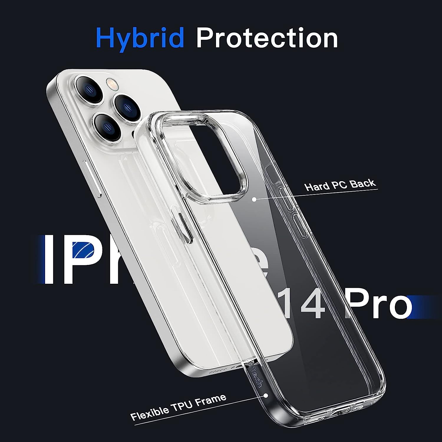 iPhone 14 Pro Tough Hybrid Clear Case *Free Shipping*
