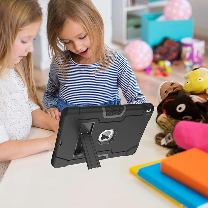 Apple iPad Air 3 (2019) & iPad Pro 10.5 (2017) Heavy Duty Rugged Shockproof Case with Kickstand (Black)