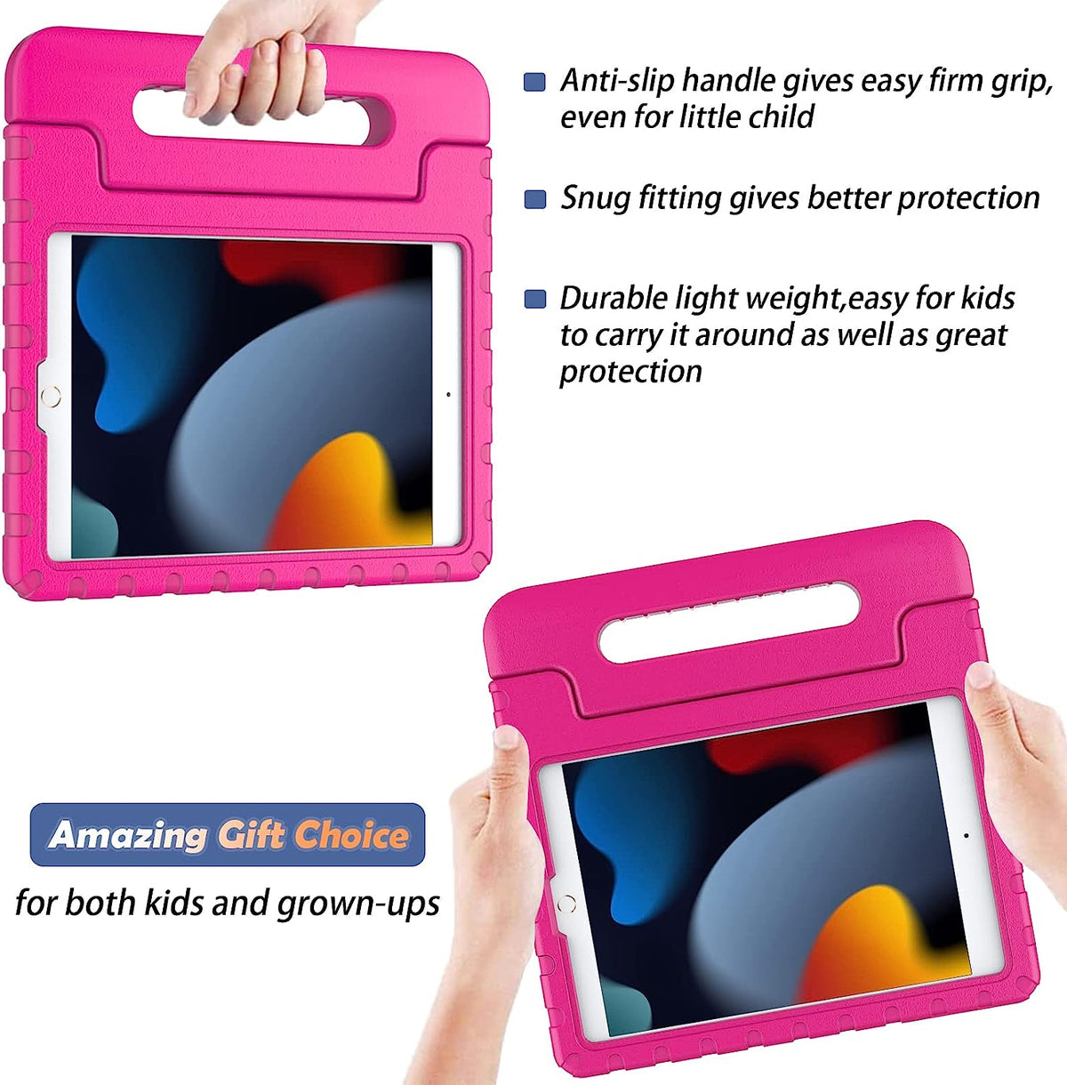 Shockproof Case w Handle & Stand for iPad 9th / 8th / 7th Gen & iPad Air 3 10.5 inch (Pink)