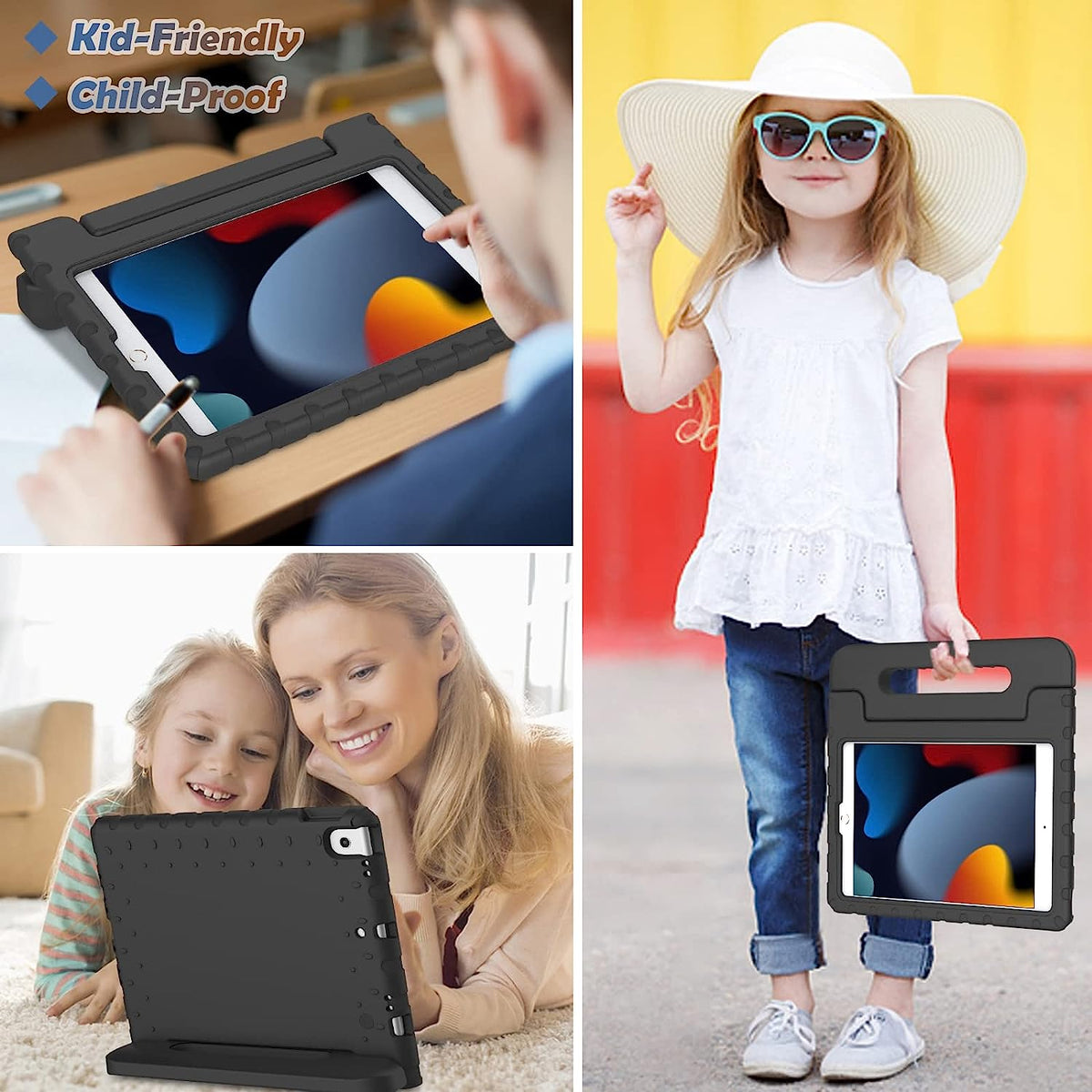 Shockproof Case w Handle & Stand for iPad 9th / 8th / 7th Gen & iPad Air 3 10.5 inch (Black)