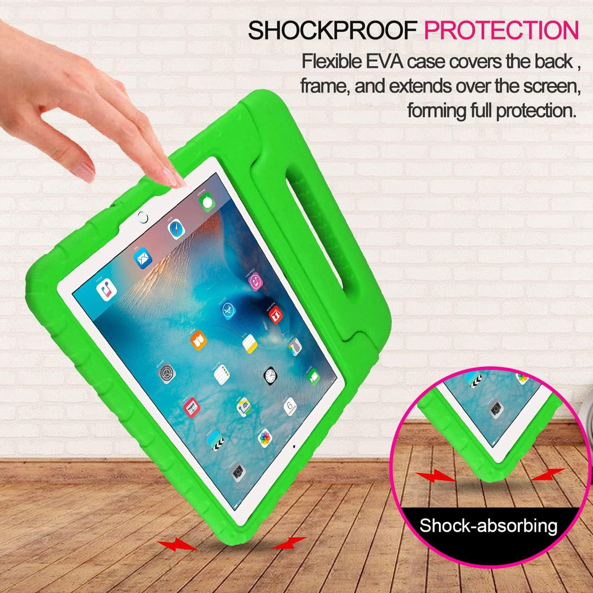 iPad 9.7 inch Shockproof Case w Handle & Stand (Green)