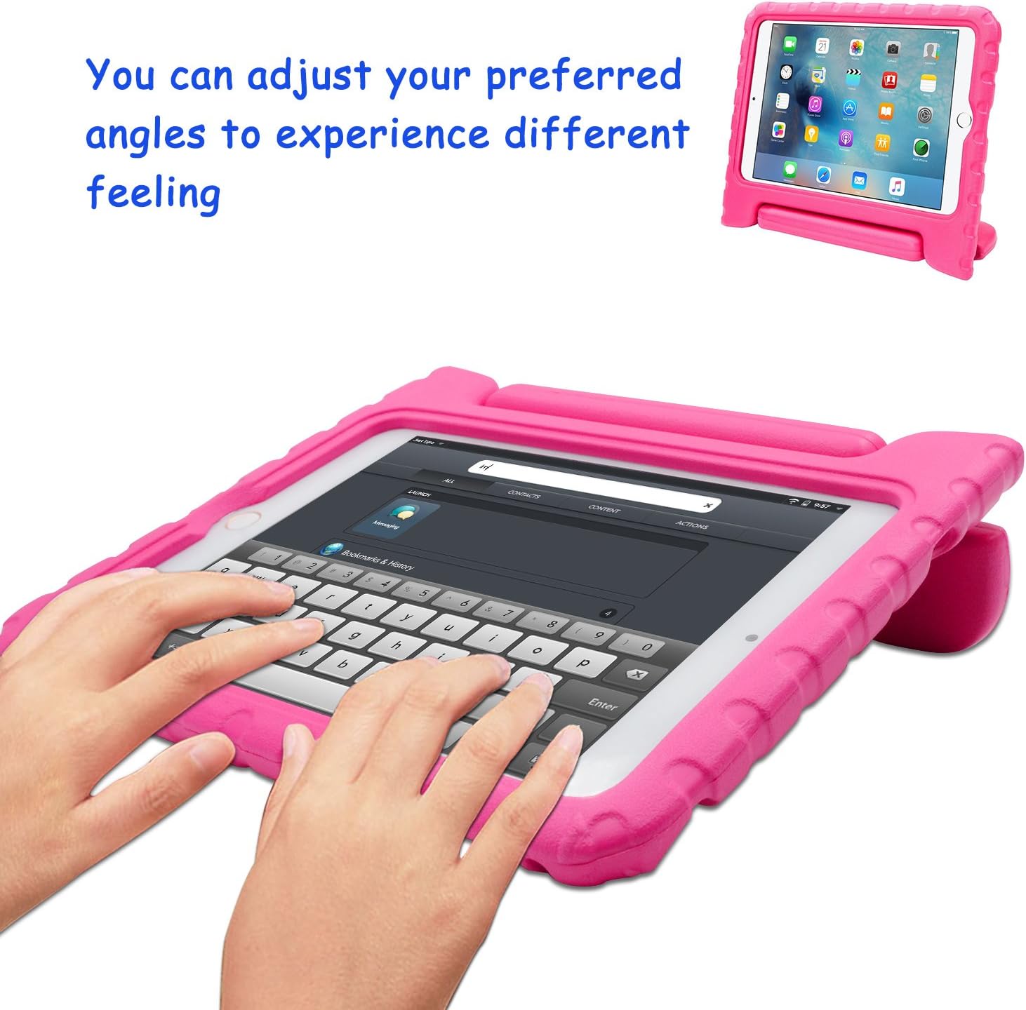 Shockproof Handle case with Stand for iPad Mini 1/2/3/4/5 with 7.9 inch Screen (Pink)
