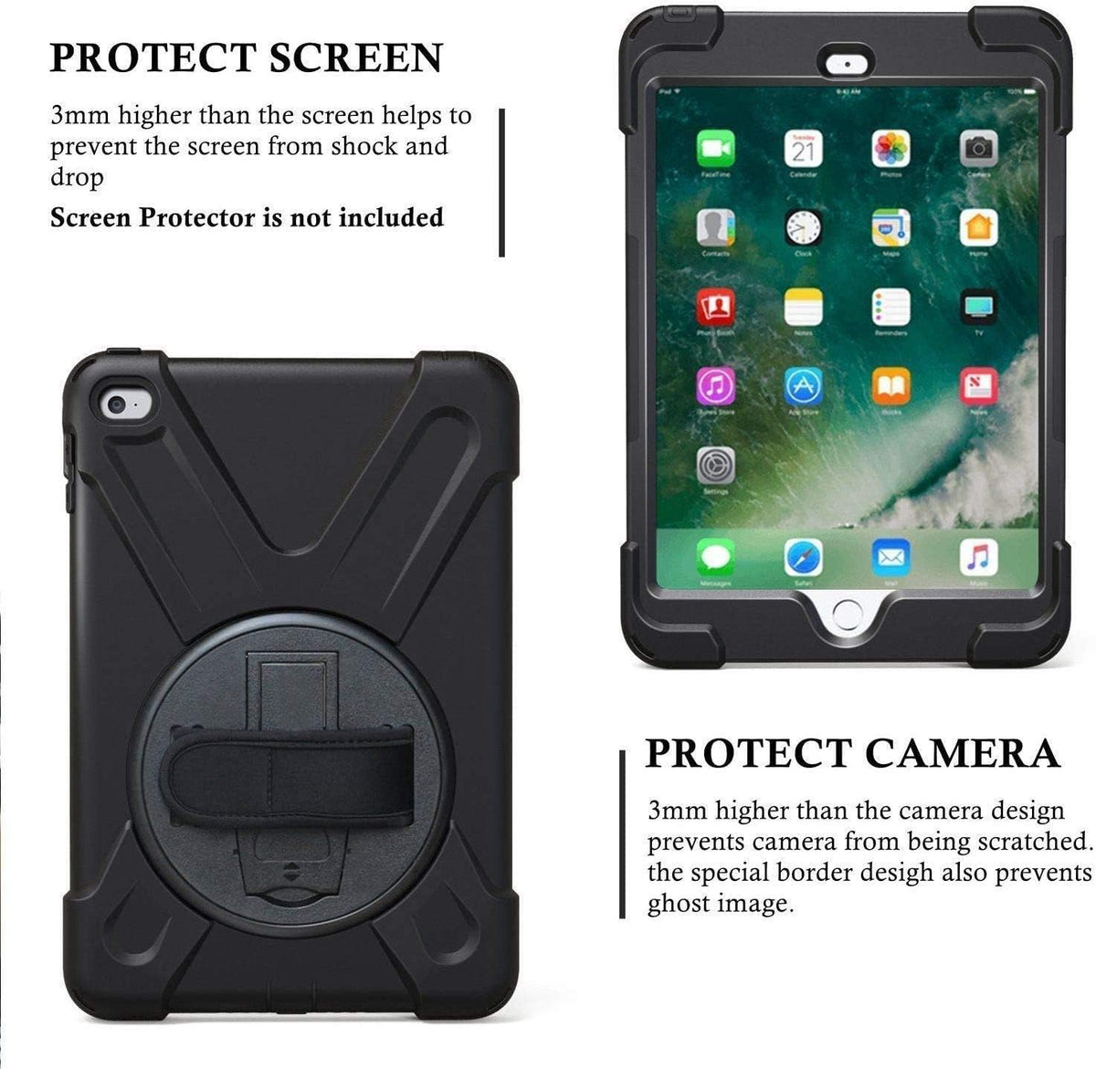 Apple iPad Mini 4 & 5 Rugged Shockproof Case with 360° Rotating Kickstand