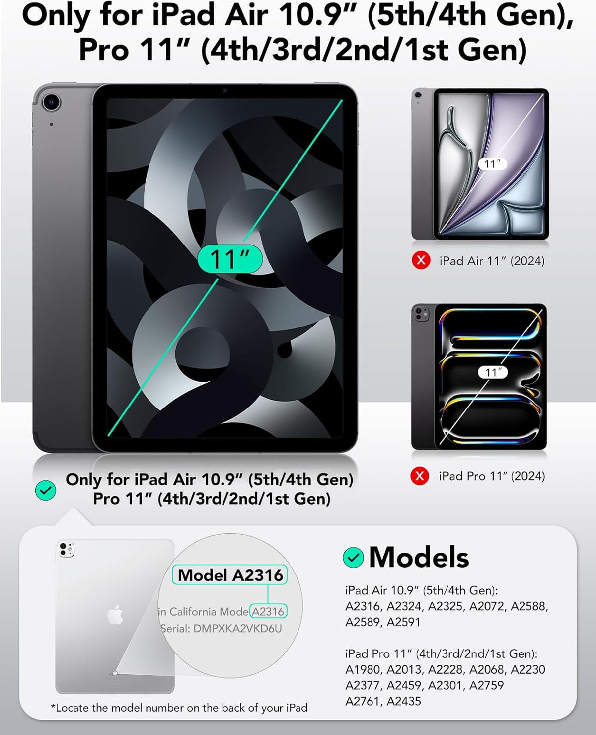 Premium Tempered Glass Screen Protectorfor iPad Air 5th/4th Gen (2022/2020), iPad Pro 11 Inch (2022/2021/2020/2018) )