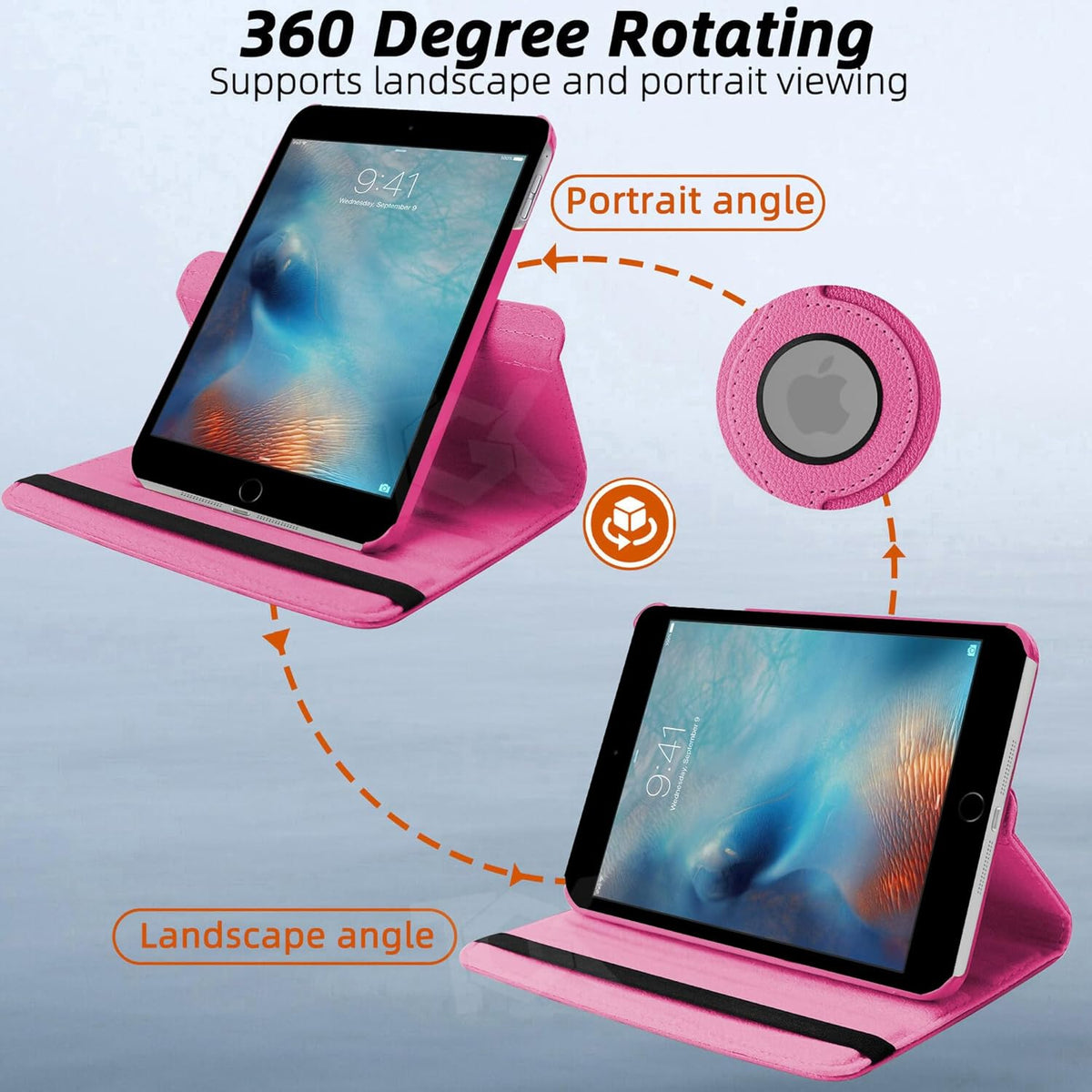 Kickstand Book Case for iPad Mini 5/4 Gen 7.9 inch (PINK)