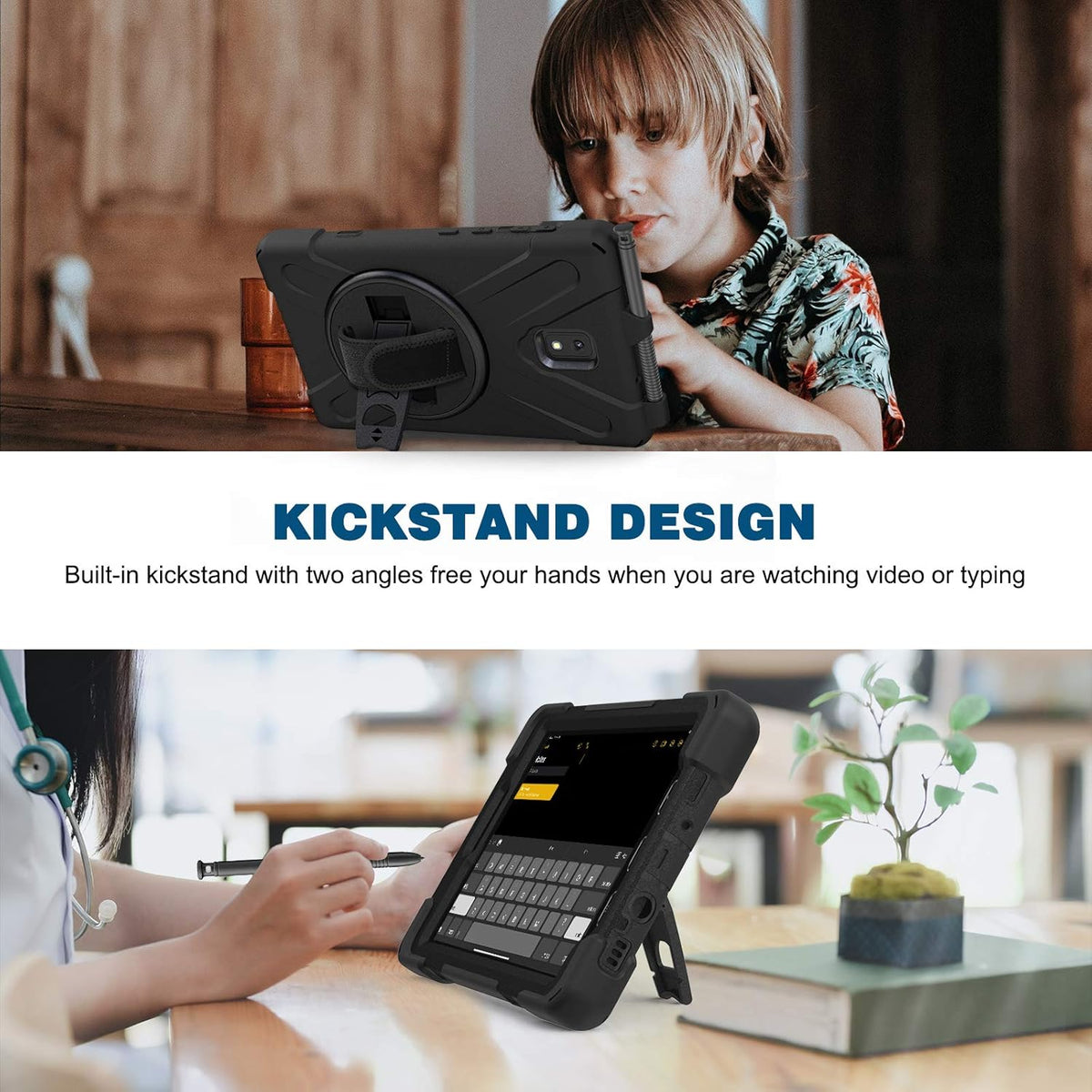 Samsung Galaxy Tab Active 2 Rugged Shockproof Case with 360° Rotating Kickstand