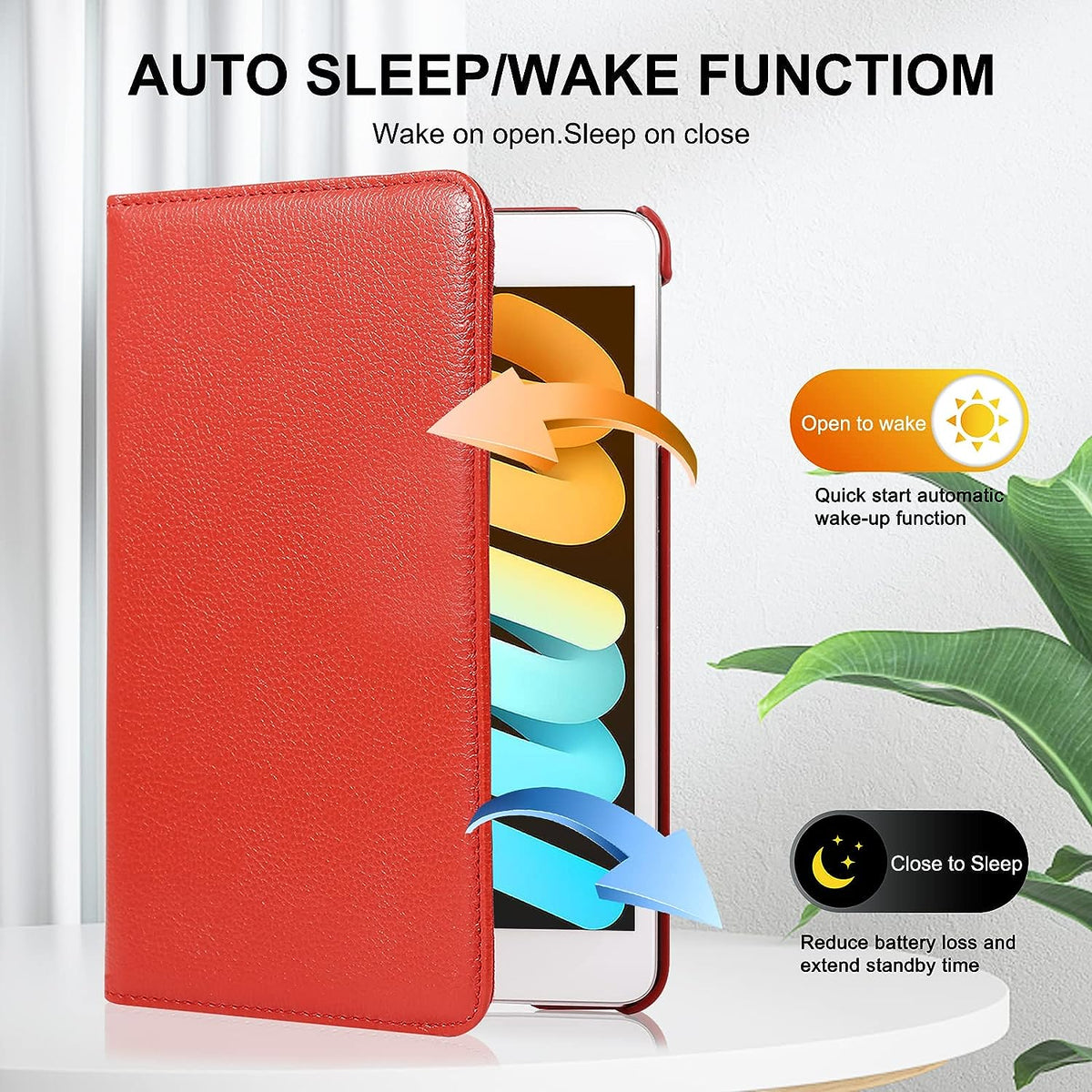 Kickstand Book Case for iPad Mini 5/4 Gen 7.9 inch (RED)